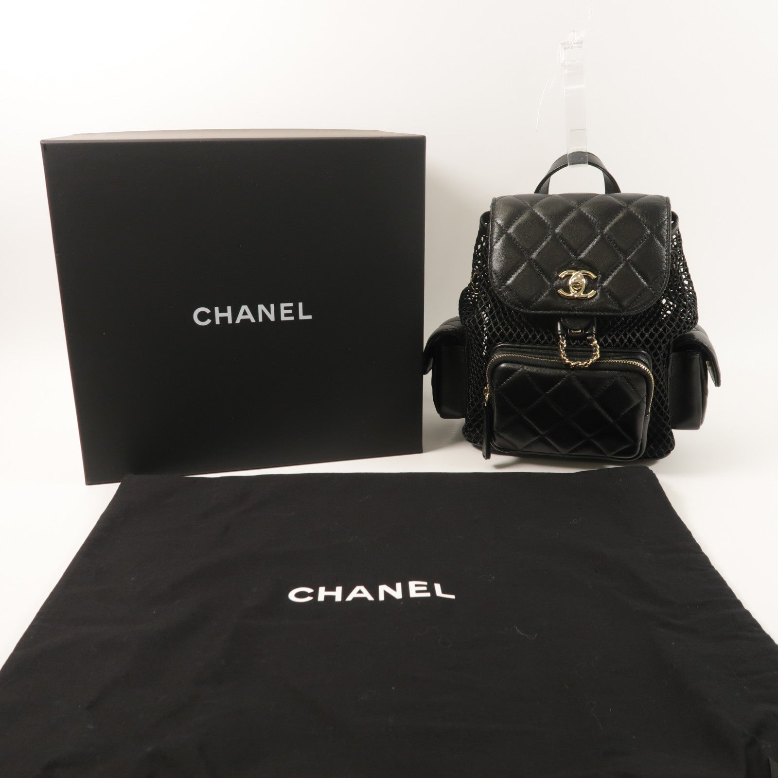 CHANEL 【激減優惠】Mesh/羊皮皮革Duma Backpack金扣背包