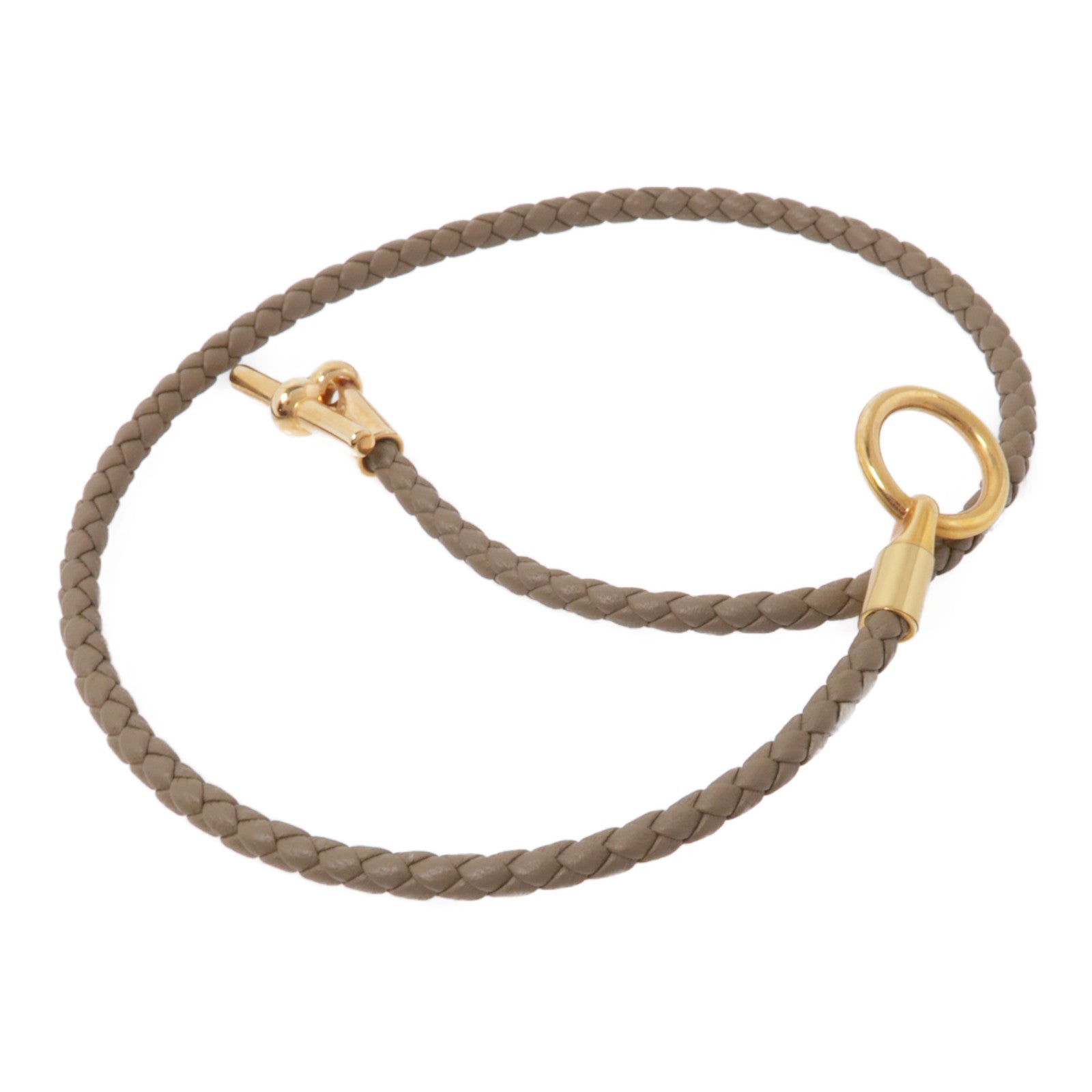 HERMES 牛皮皮革Glenan Double Tour Bracelet手鏈Etoupe/灰色