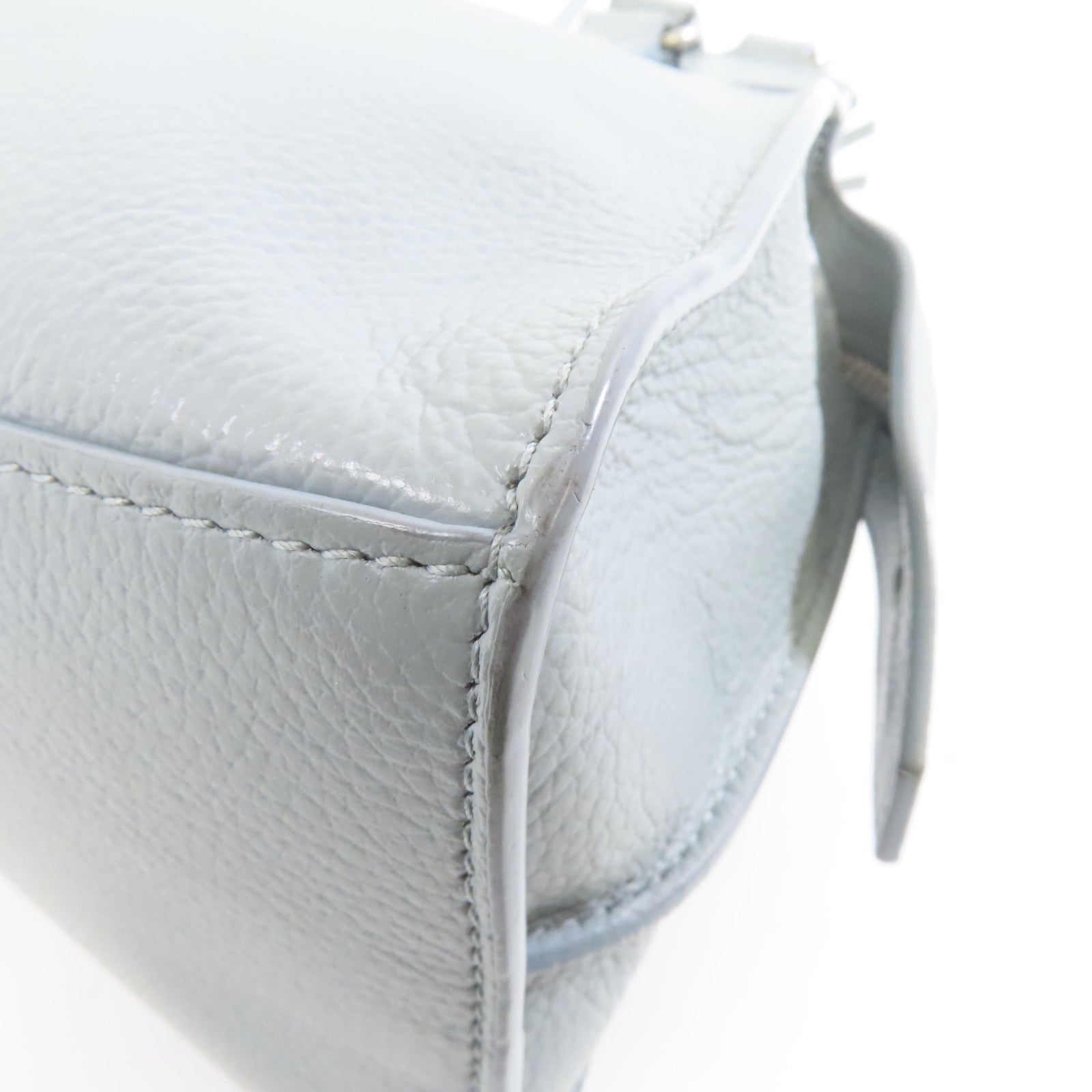 BALENCIAGA 牛皮皮革Neo Classic Mini銀扣手挽肩背兩用袋灰色