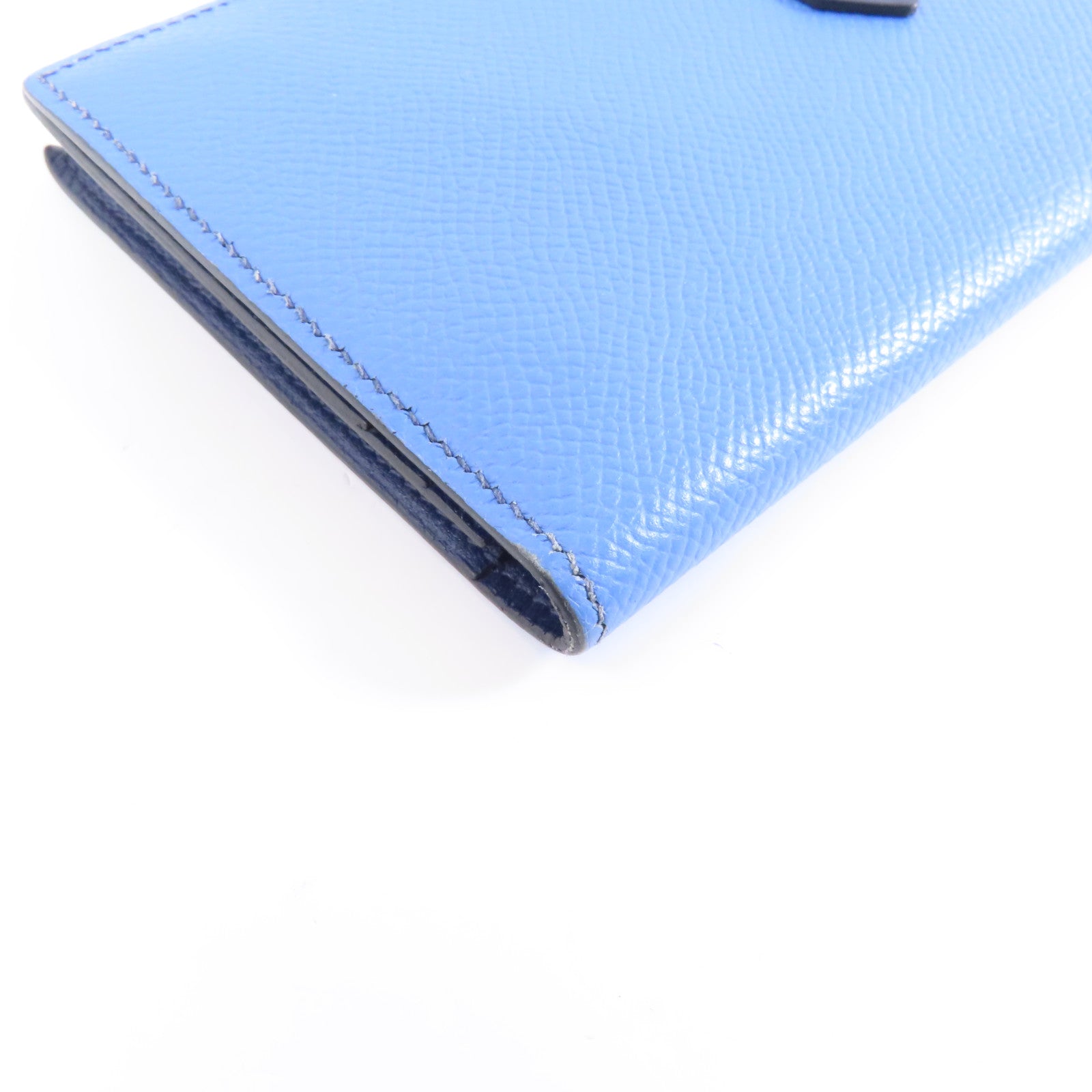 HERMES 【激減優惠】Epsom皮革Bearn Wallet銀扣長錢包Azur/Bleu Saphir藍色