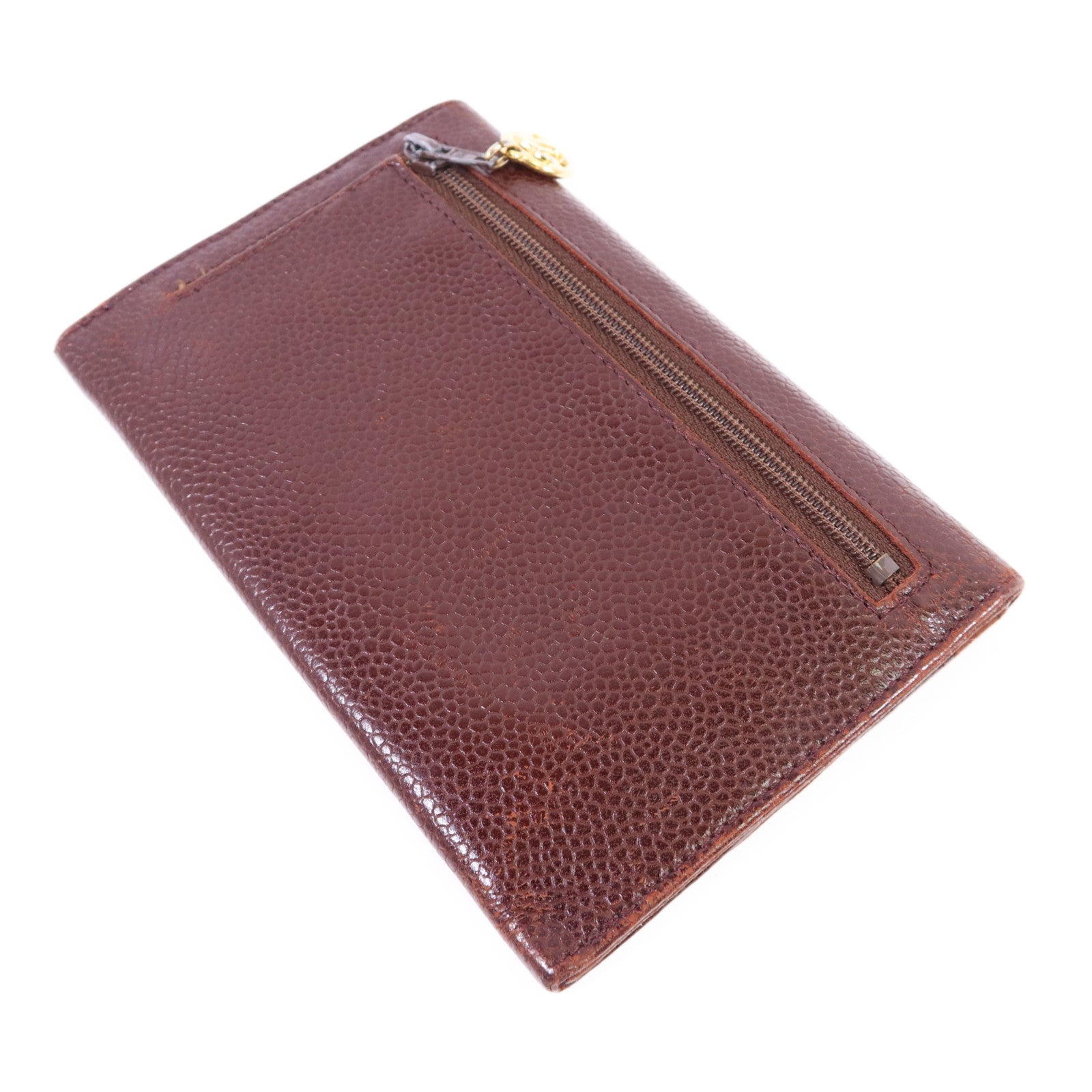 CHANEL 牛皮皮革Bifold Wallet金扣錢包