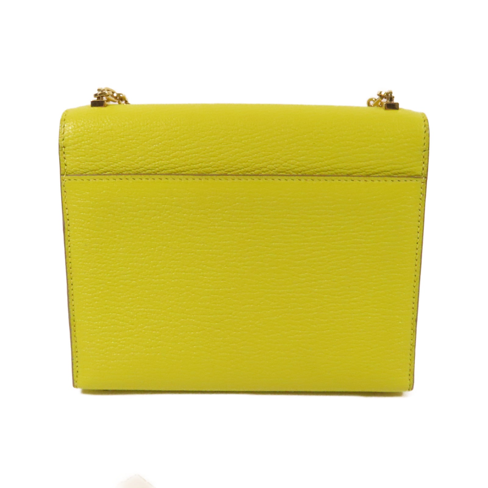 HERMES Chevre皮革Verrou Mini金扣鏈帶肩背袋Lime