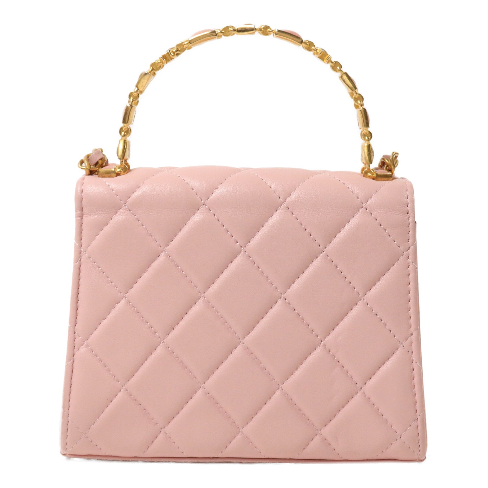 CHANEL 羊皮皮革Mini Top Handle鏈帶手挽肩背兩用袋