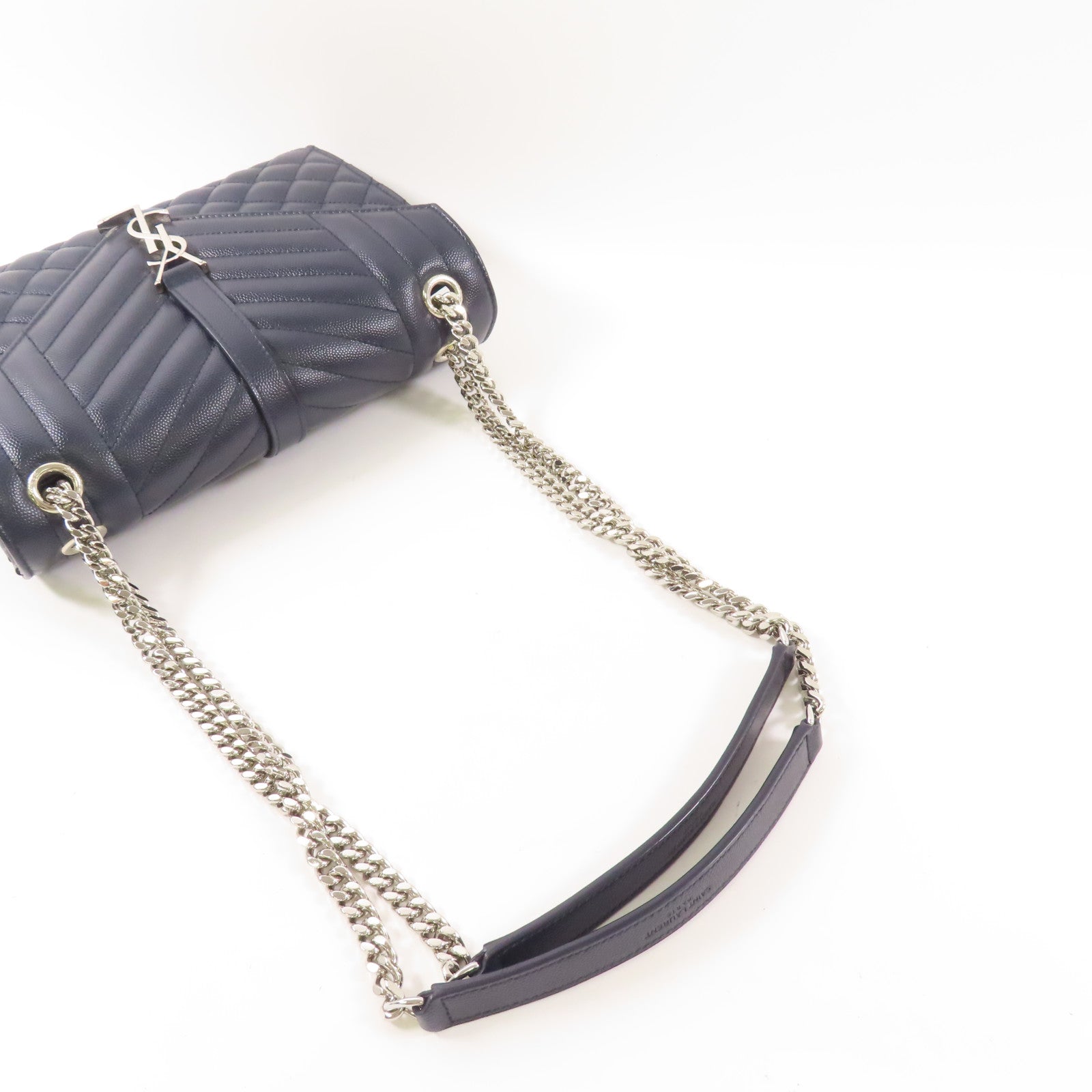 SAINT LAURENT 牛皮皮革Chain Shoulder銀扣鏈帶肩背袋