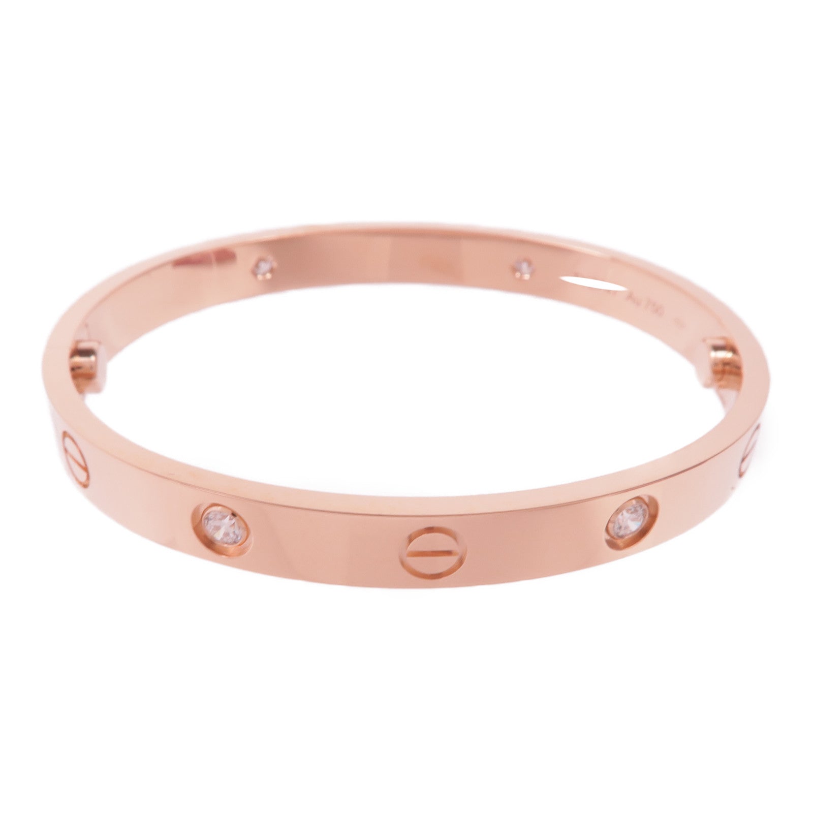 CARTIER 18K玫瑰金Love Bracelet 4 Diamonds鑽石手鐲Cartier#16