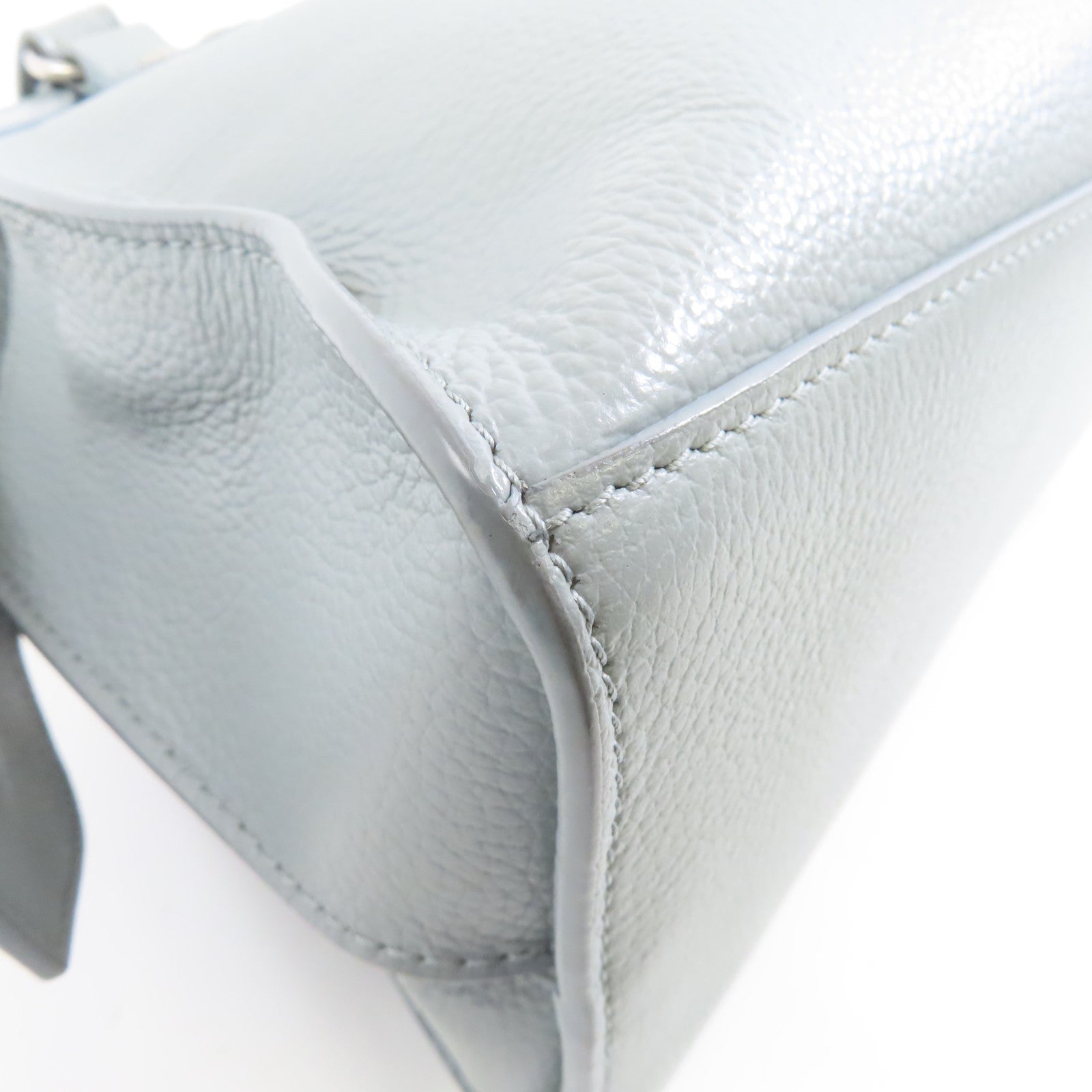 BALENCIAGA 牛皮皮革Neo Classic Mini銀扣手挽肩背兩用袋灰色