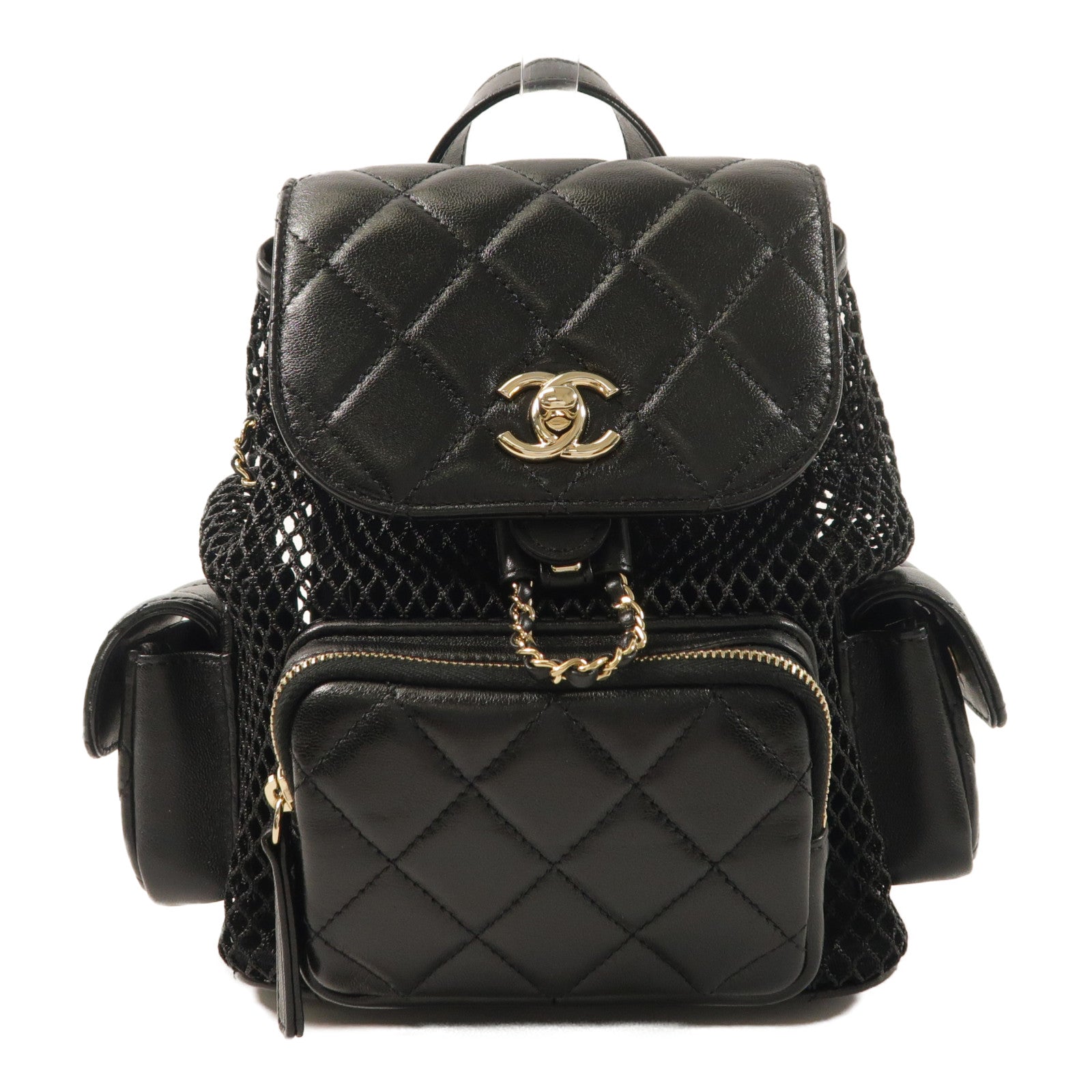 CHANEL 【激減優惠】Mesh/羊皮皮革Duma Backpack金扣背包