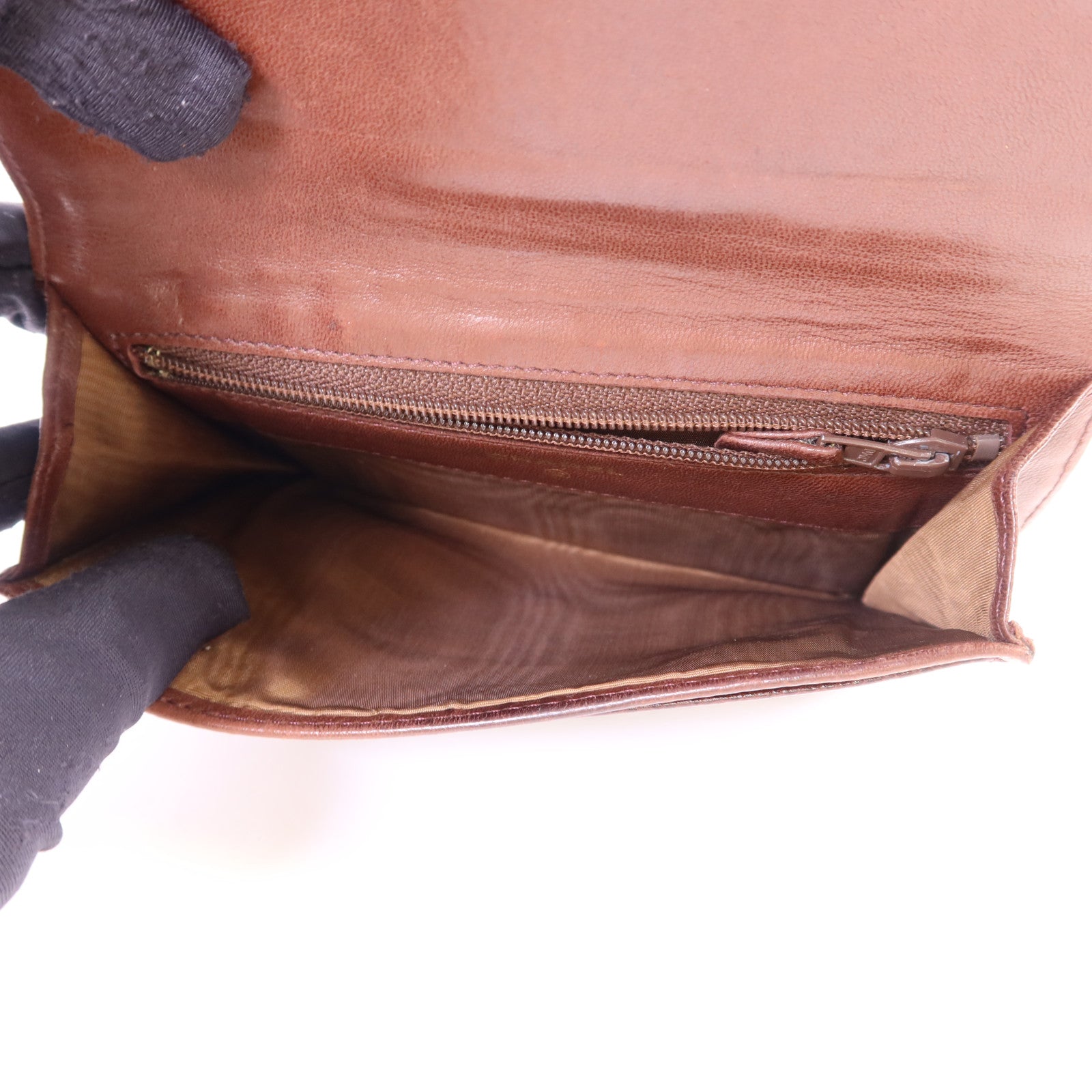 CHANEL 牛皮皮革Bifold Wallet金扣錢包