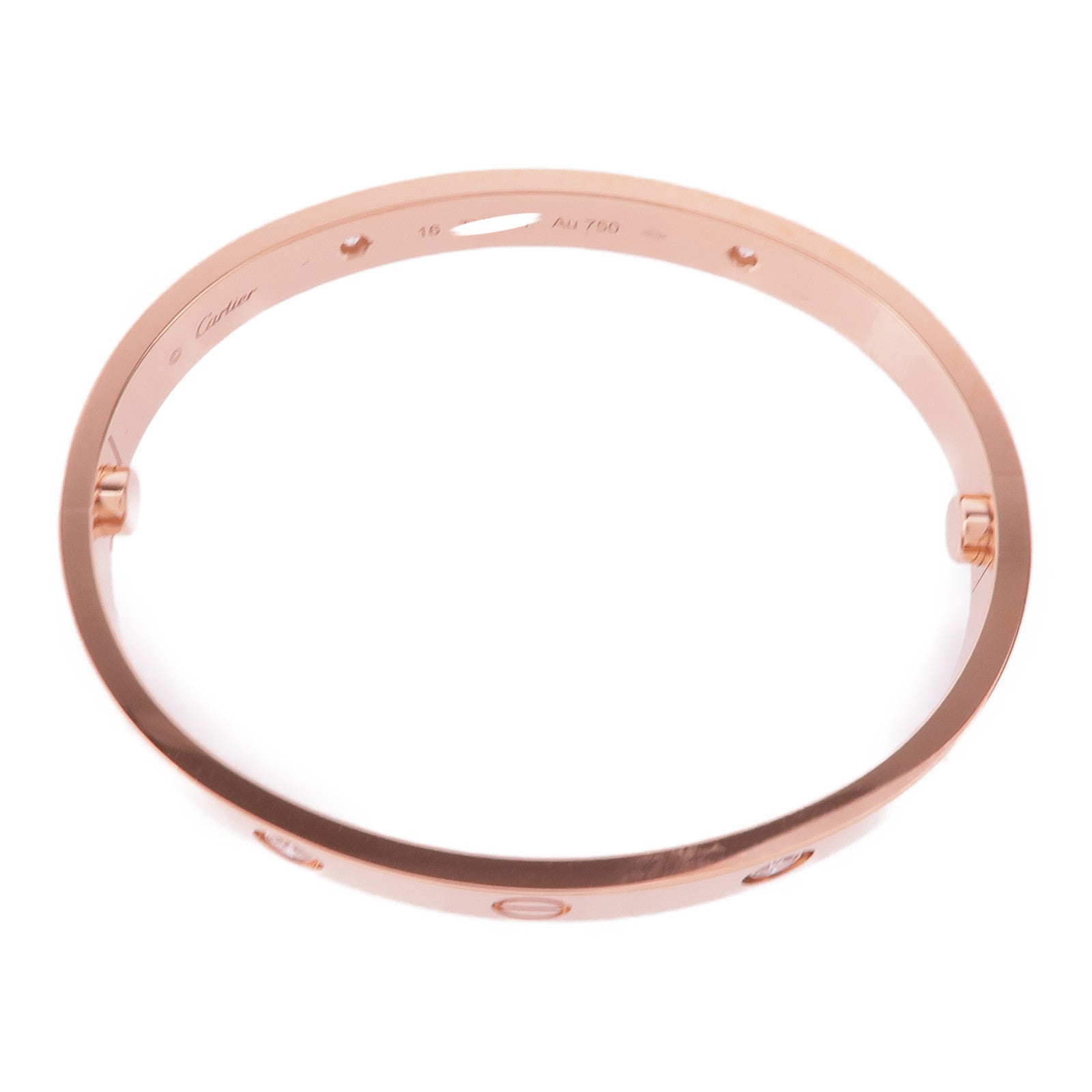 CARTIER 18K玫瑰金Love Bracelet 4 Diamonds鑽石手鐲Cartier#16