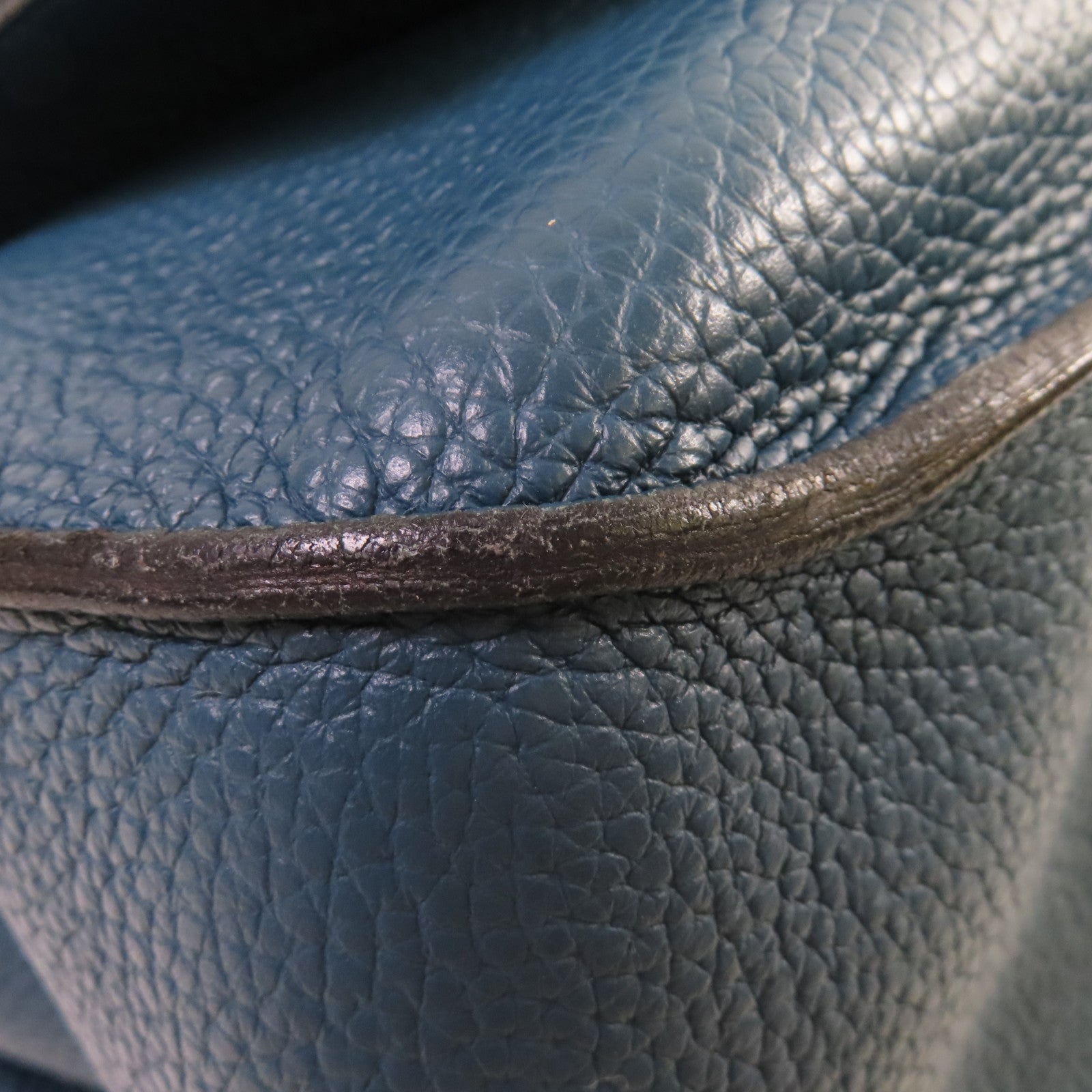 HERMES Clemence皮革Jypsiere 34 Shoulder Bag銀扣肩背袋1P Colvert鴨子藍色