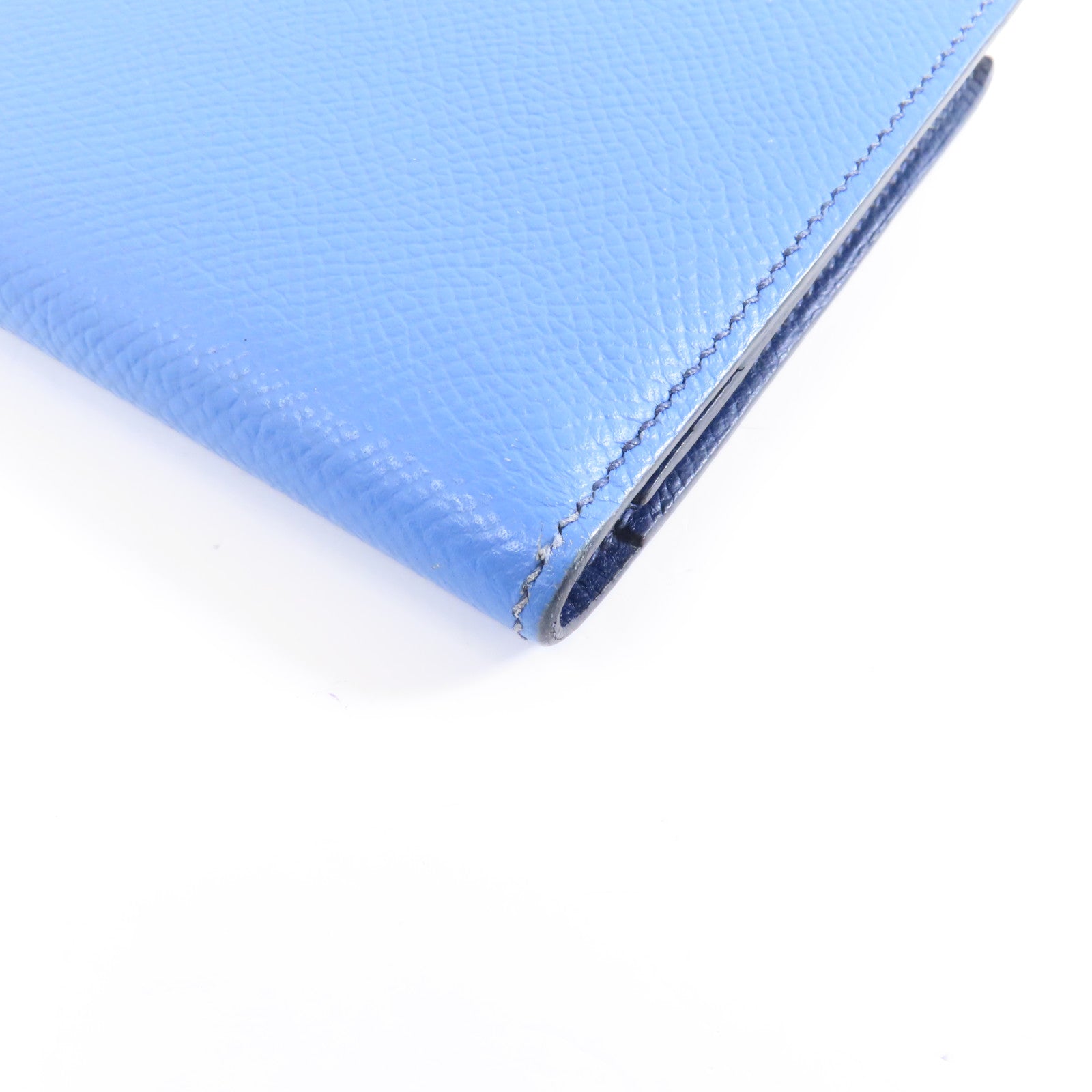 HERMES 【激減優惠】Epsom皮革Bearn Wallet銀扣長錢包Azur/Bleu Saphir藍色