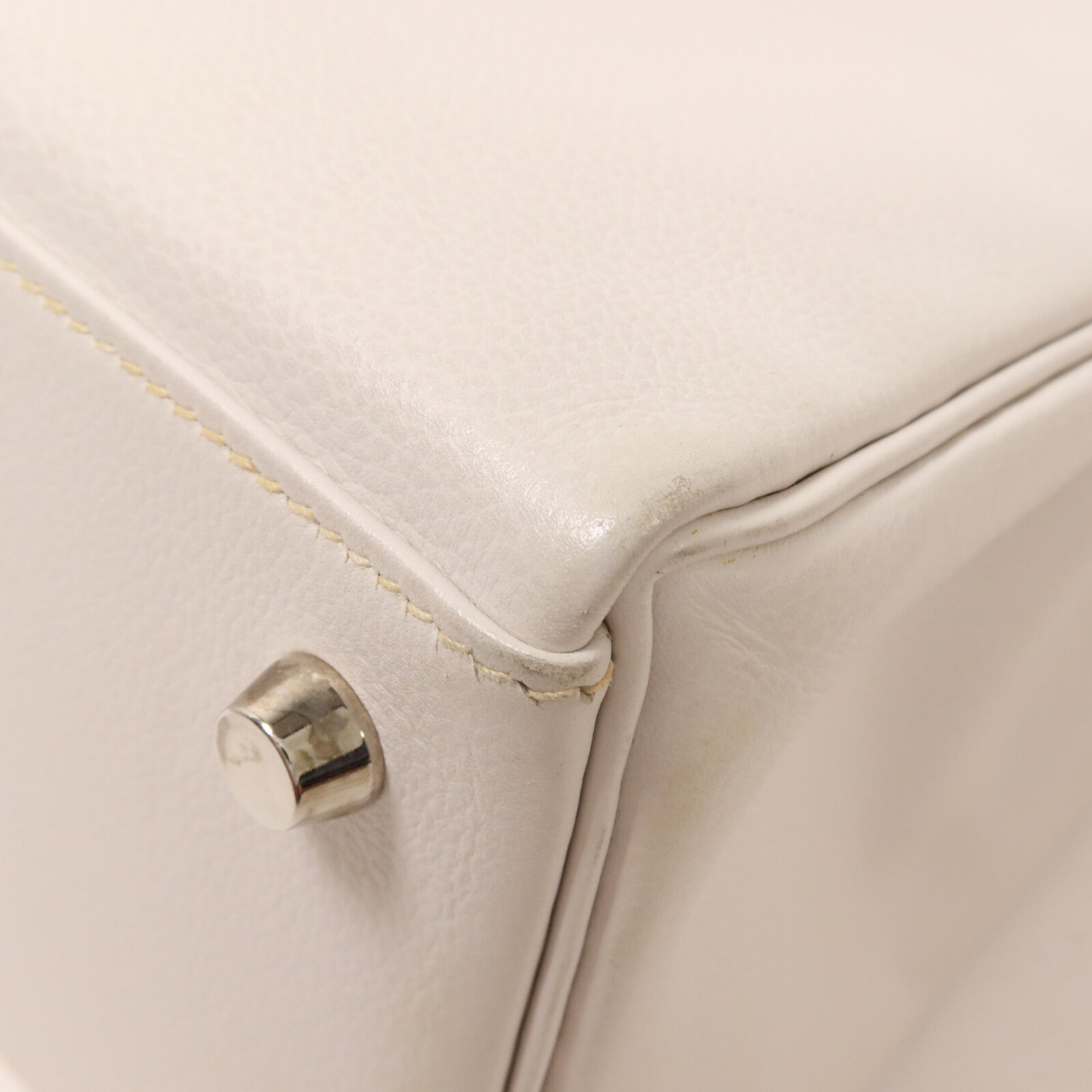 HERMES Evercolor皮革Kelly 32手挽肩背兩用袋Blanc