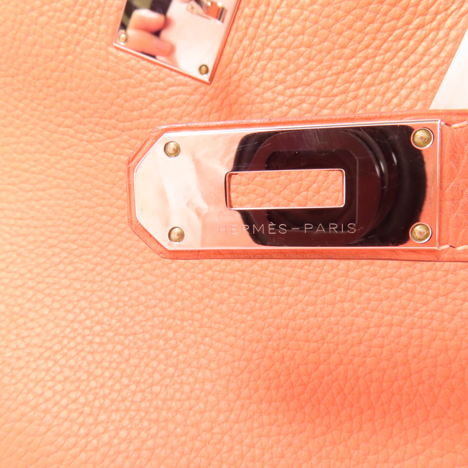 HERMES PHW Jypsiere 34 Shoulder Bag Clemence Leather Crevette/Pink