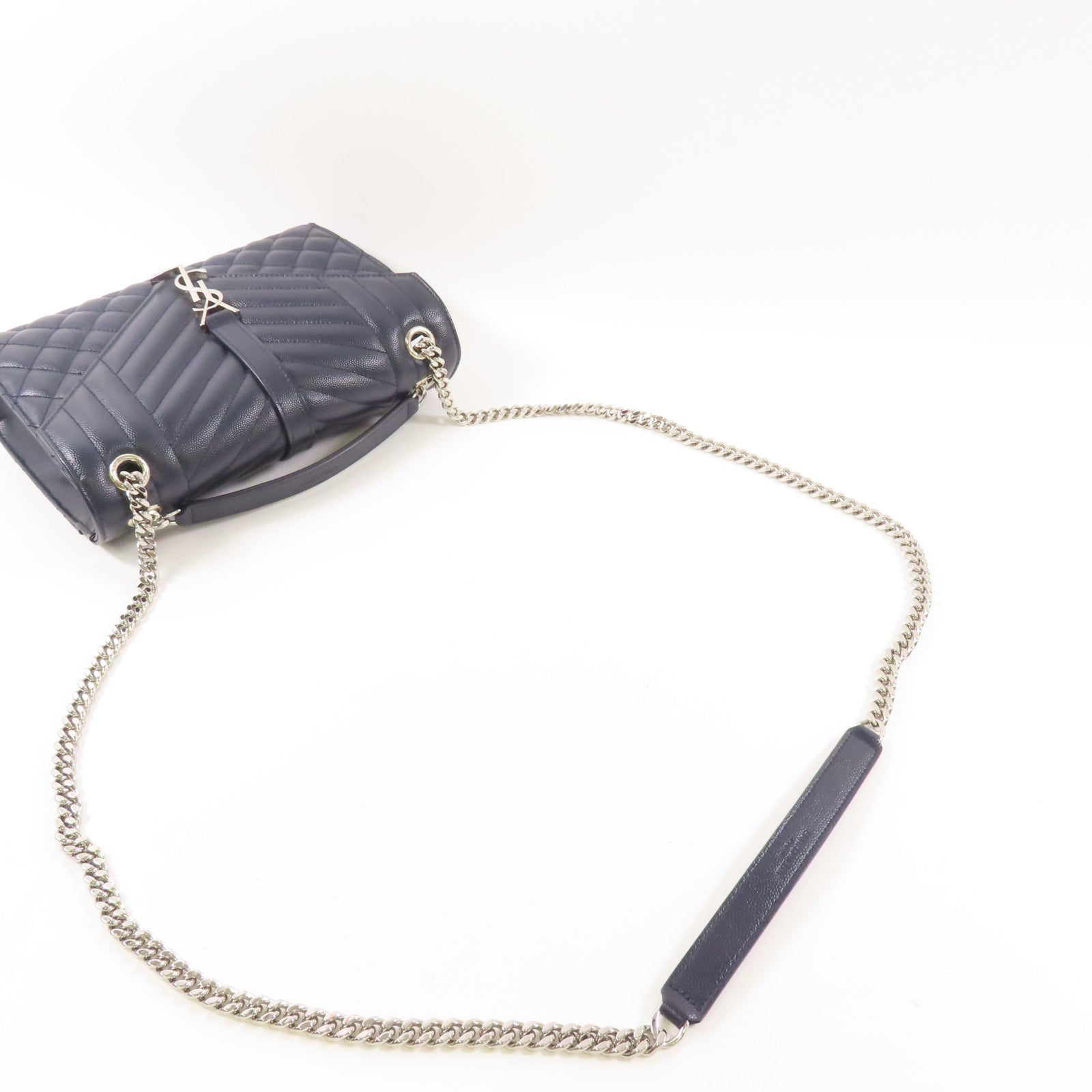 SAINT LAURENT 牛皮皮革Chain Shoulder銀扣鏈帶肩背袋