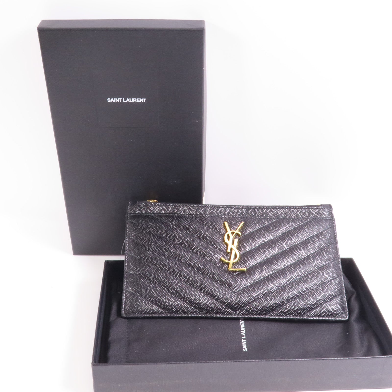 SAINT LAURENT 牛皮皮革Clutch金扣手拿包