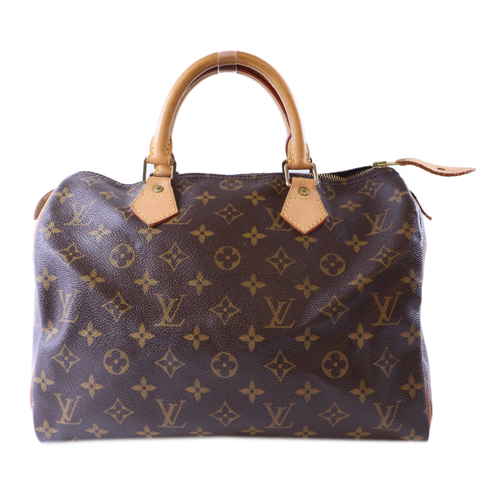 LOUIS VUITTON Monogram Speedy30金扣手挽袋棕色