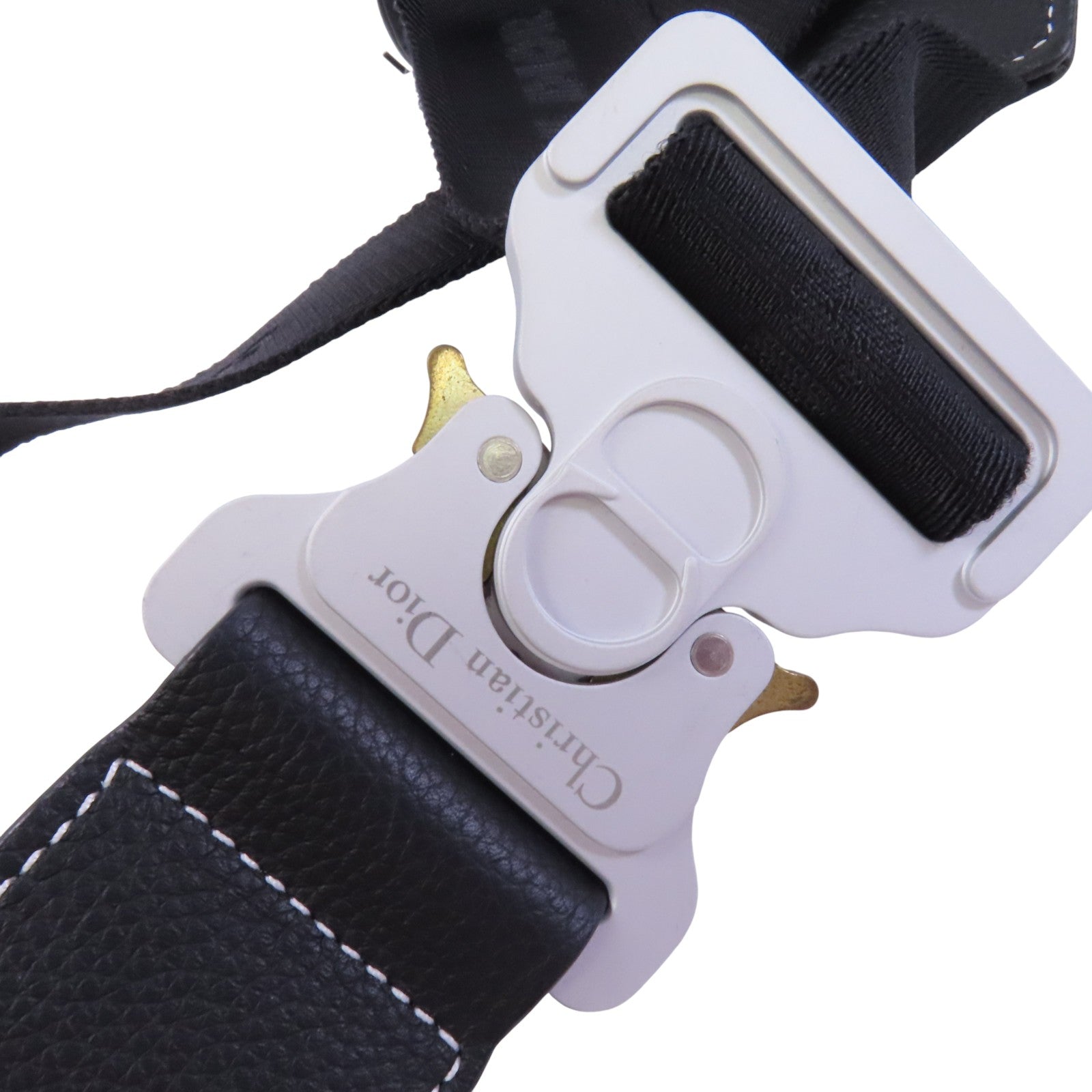 Dior 牛皮皮革Saddle Bag銀扣肩背袋