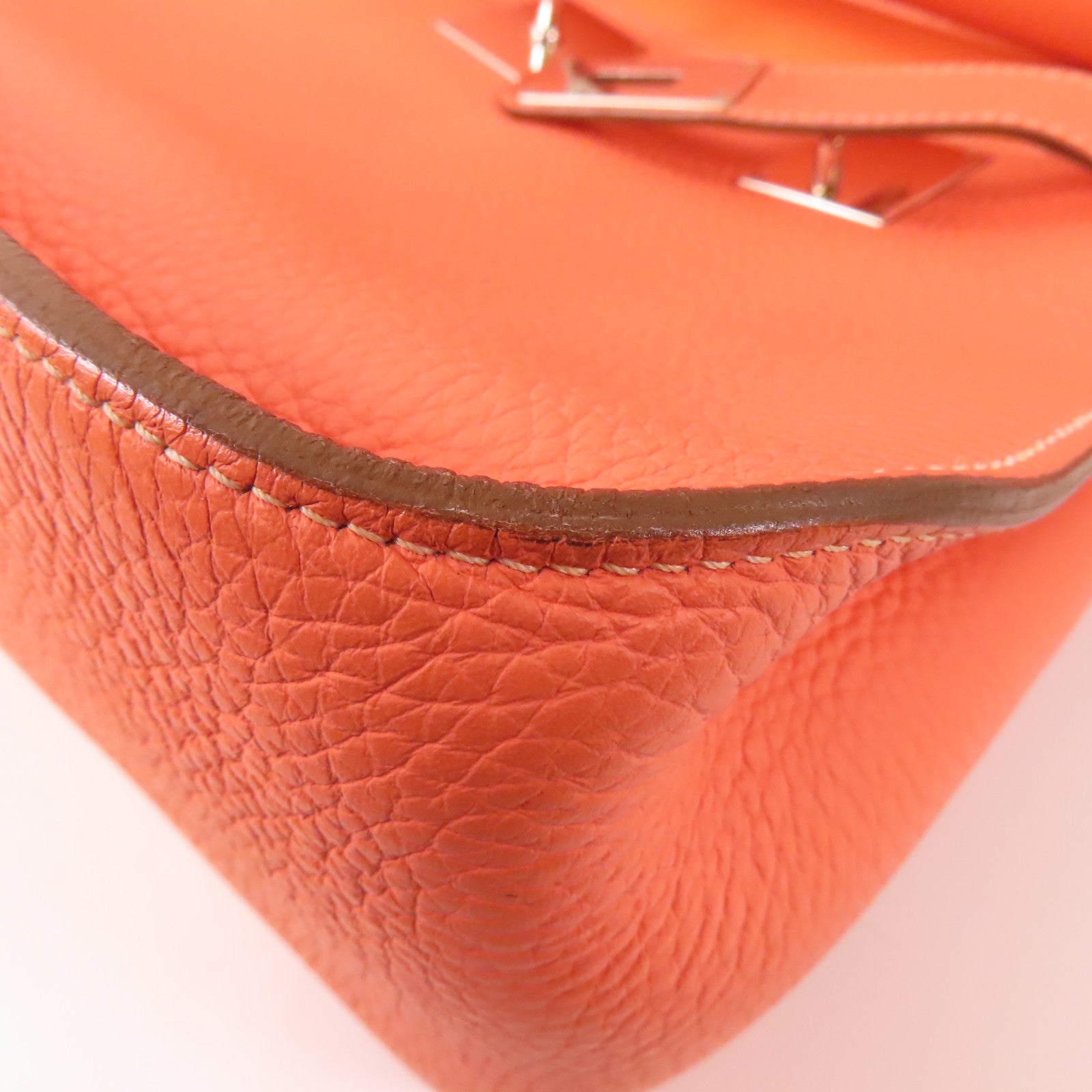 HERMES PHW Jypsiere 34 Shoulder Bag Clemence Leather Crevette/Pink