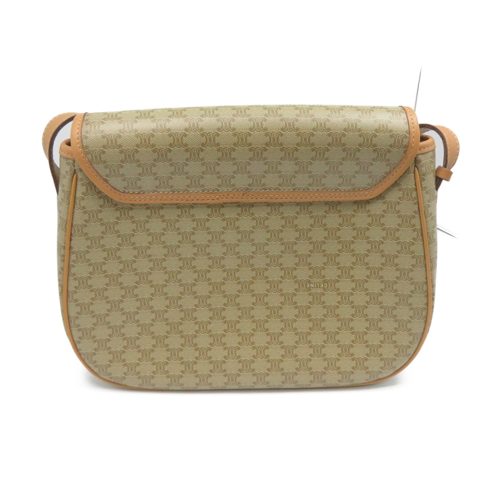 CELINE 【清倉大減價】塗層帆布Shoulder Bag金扣肩背袋卡其色