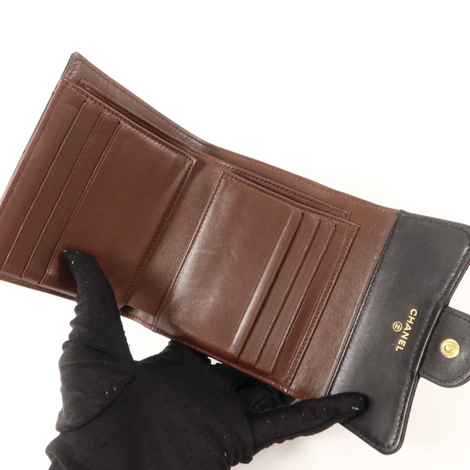 CHANEL 羊皮皮革Classic Small Flap Wallet金扣錢包