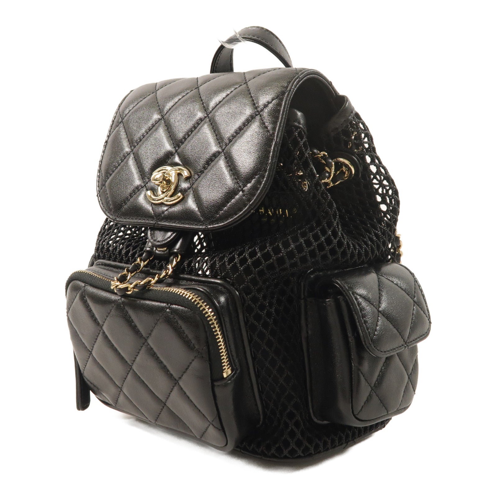 CHANEL 【激減優惠】Mesh/羊皮皮革Duma Backpack金扣背包