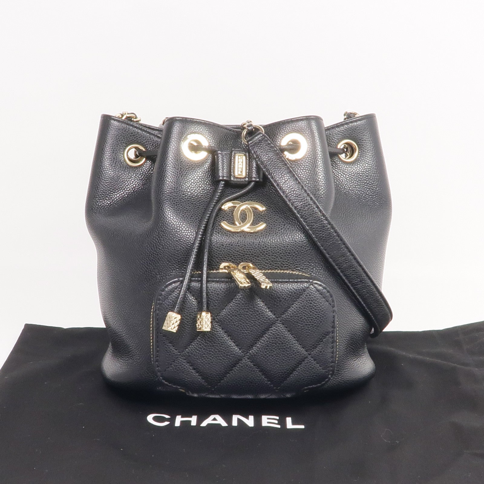 CHANEL 牛皮皮革Materasse Shoulder Bag金扣鏈帶肩背袋