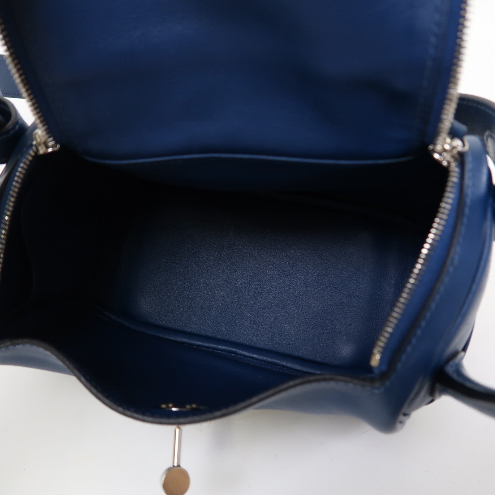 HERMES Swift皮革Mini Lindy銀扣手挽肩背兩用袋Bleu Saphir/寶石藍色