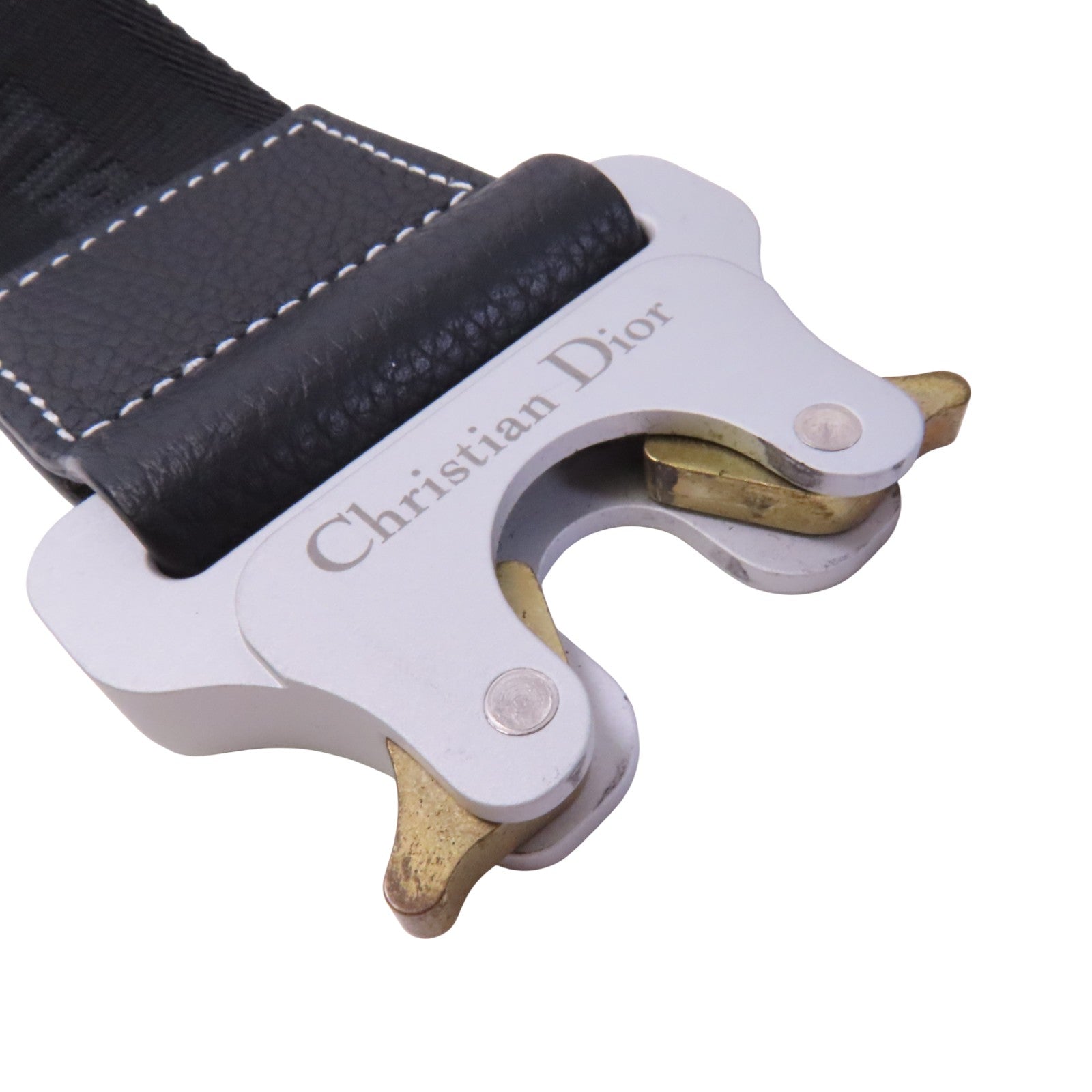 Dior 牛皮皮革Saddle Bag銀扣肩背袋