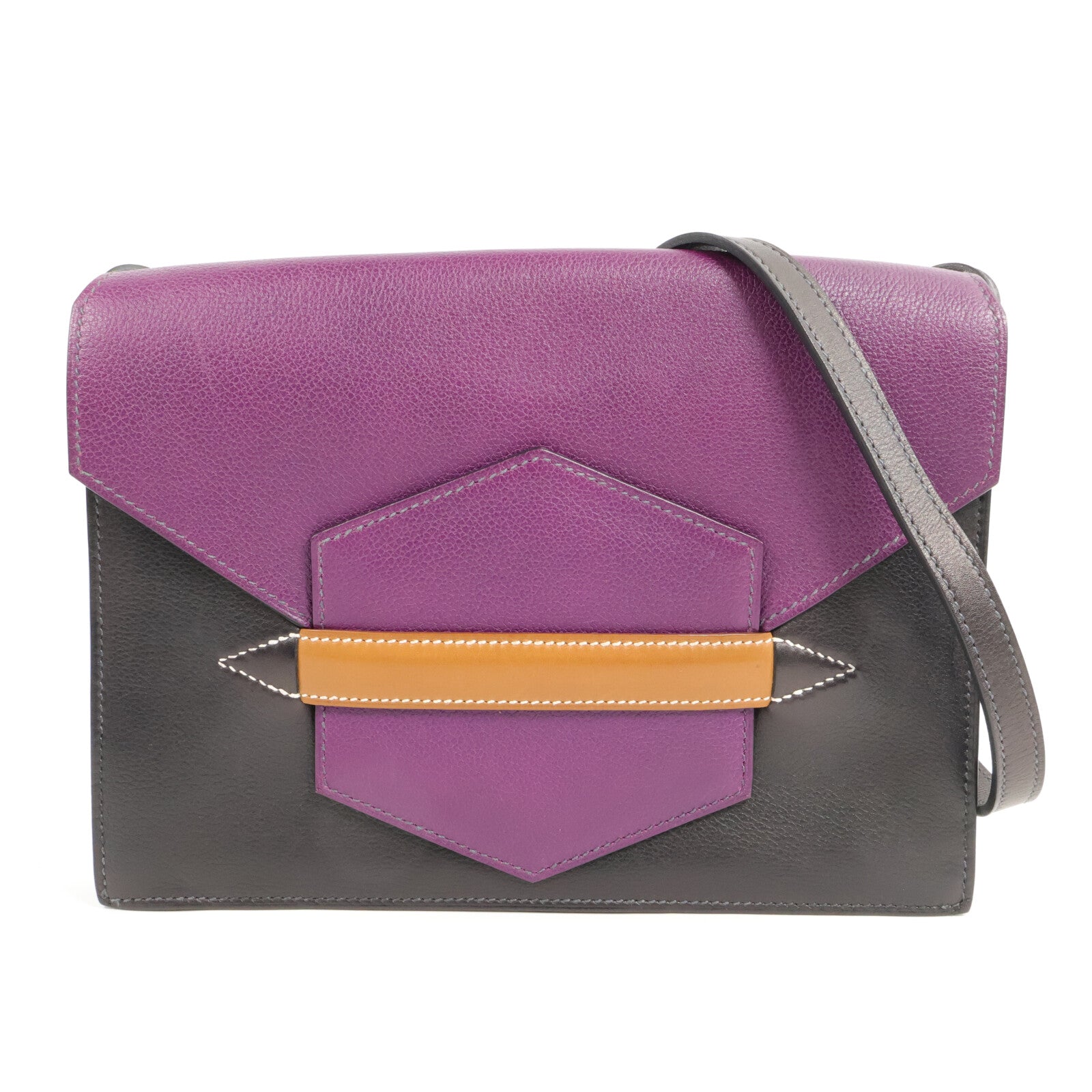 HERMES Evercolor皮革Faco肩背袋Black/Anemone