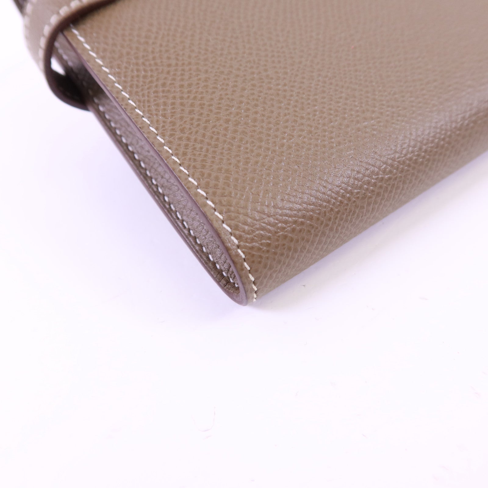 HERMES Epsom皮革Kelly Long Wallet銀扣長錢包Etoupe