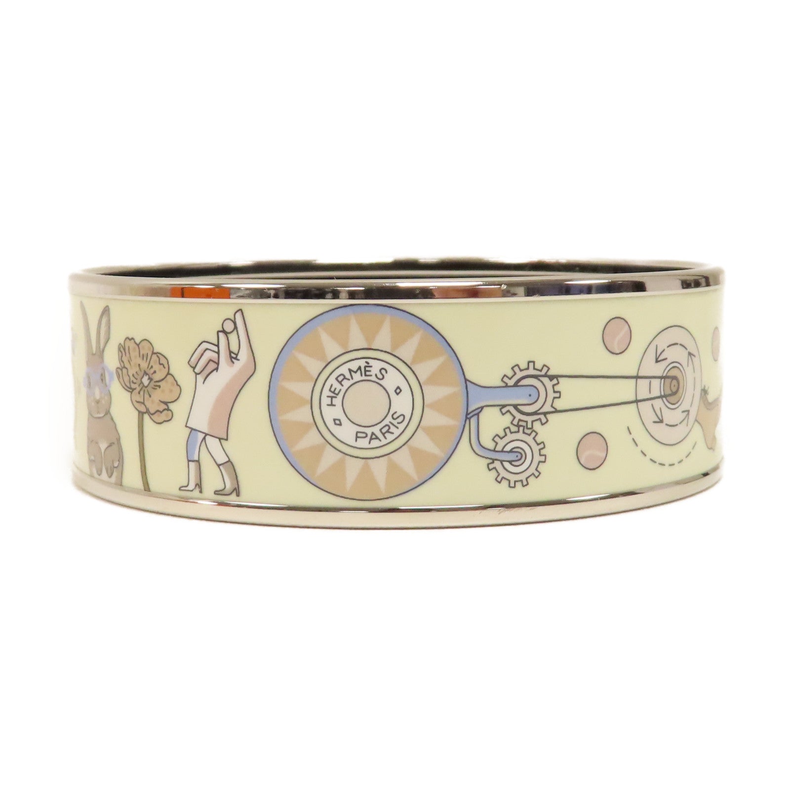 HERMES 金屬Bangle手鐲銀色/白色