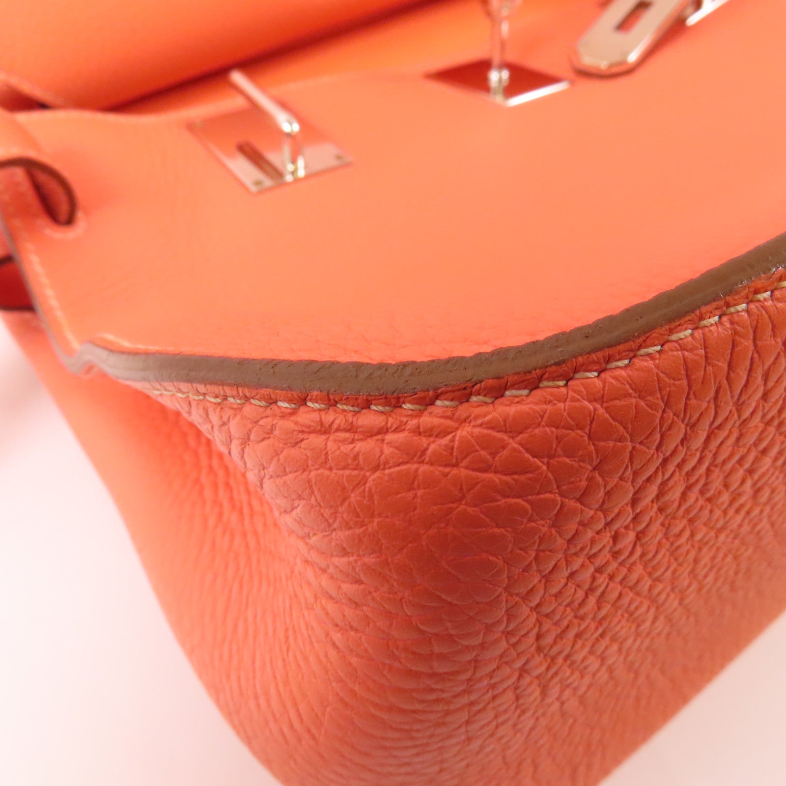 HERMES PHW Jypsiere 34 Shoulder Bag Clemence Leather Crevette/Pink