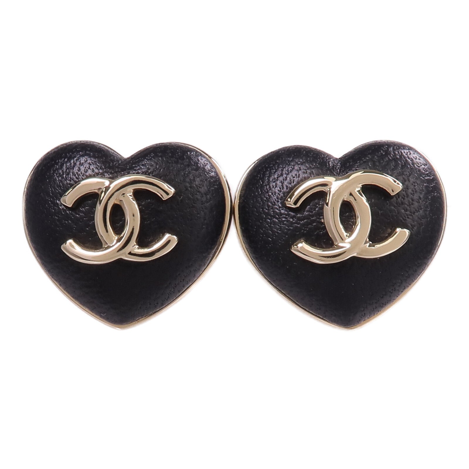 CHANEL 金屬/皮革Earrings金扣耳環