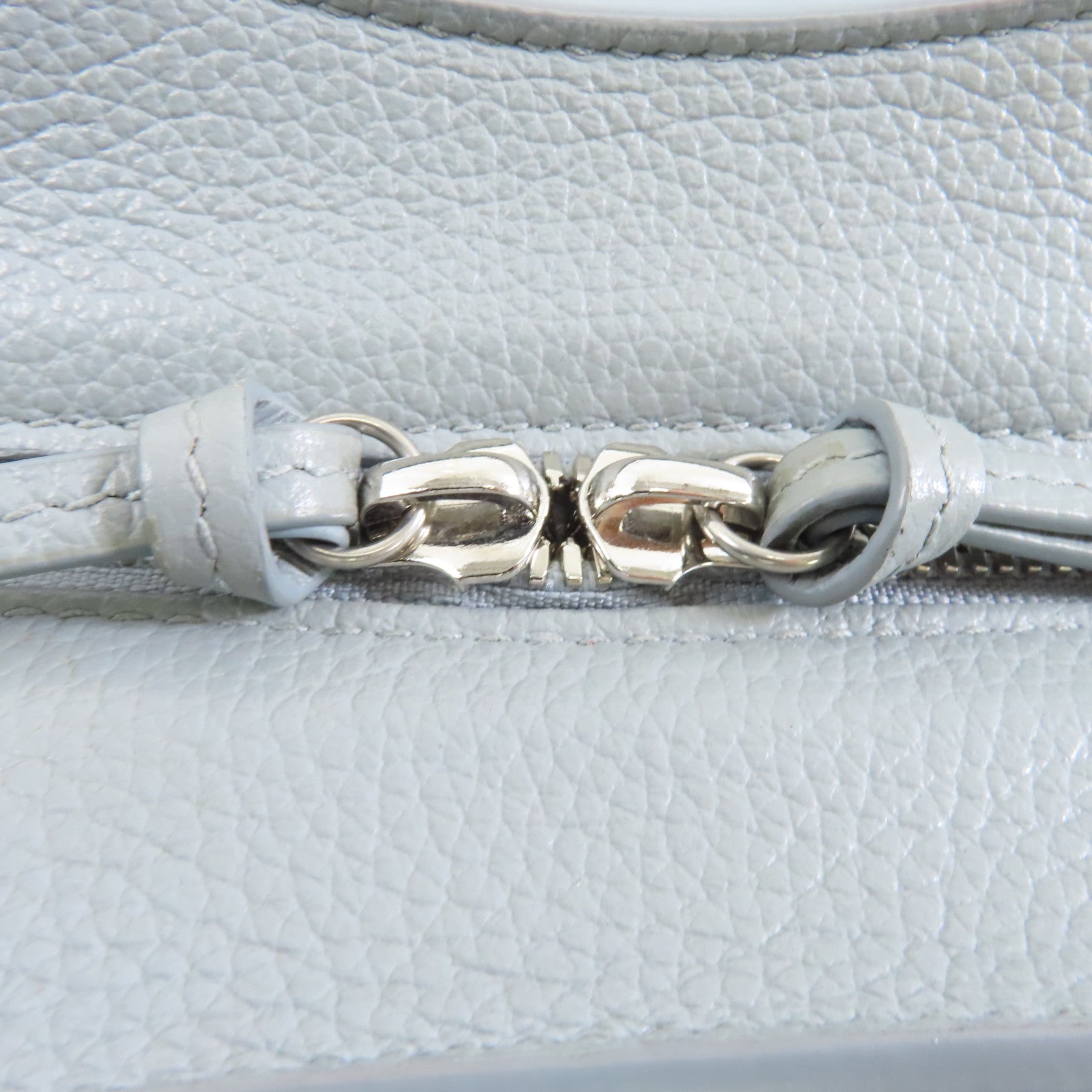 BALENCIAGA 牛皮皮革Neo Classic Mini銀扣手挽肩背兩用袋灰色