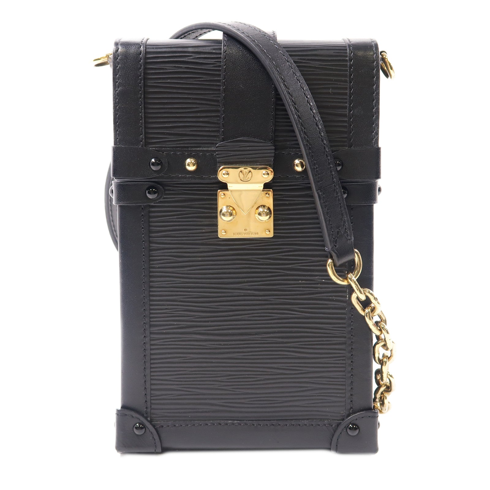 LOUIS VUITTON Epi Trunk Vertical金扣肩背袋黑色