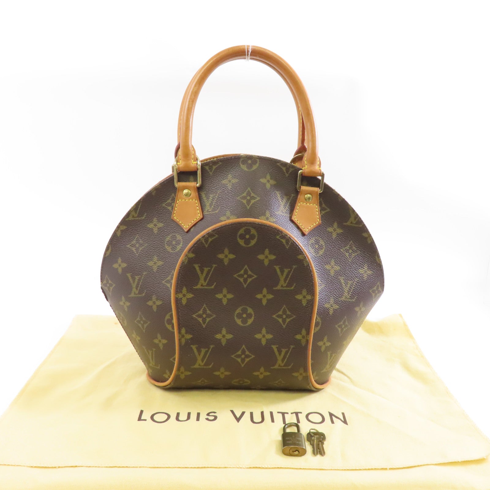 LOUIS VUITTON 【激減優惠】Monogram Ellipse MM金扣手挽袋啡色