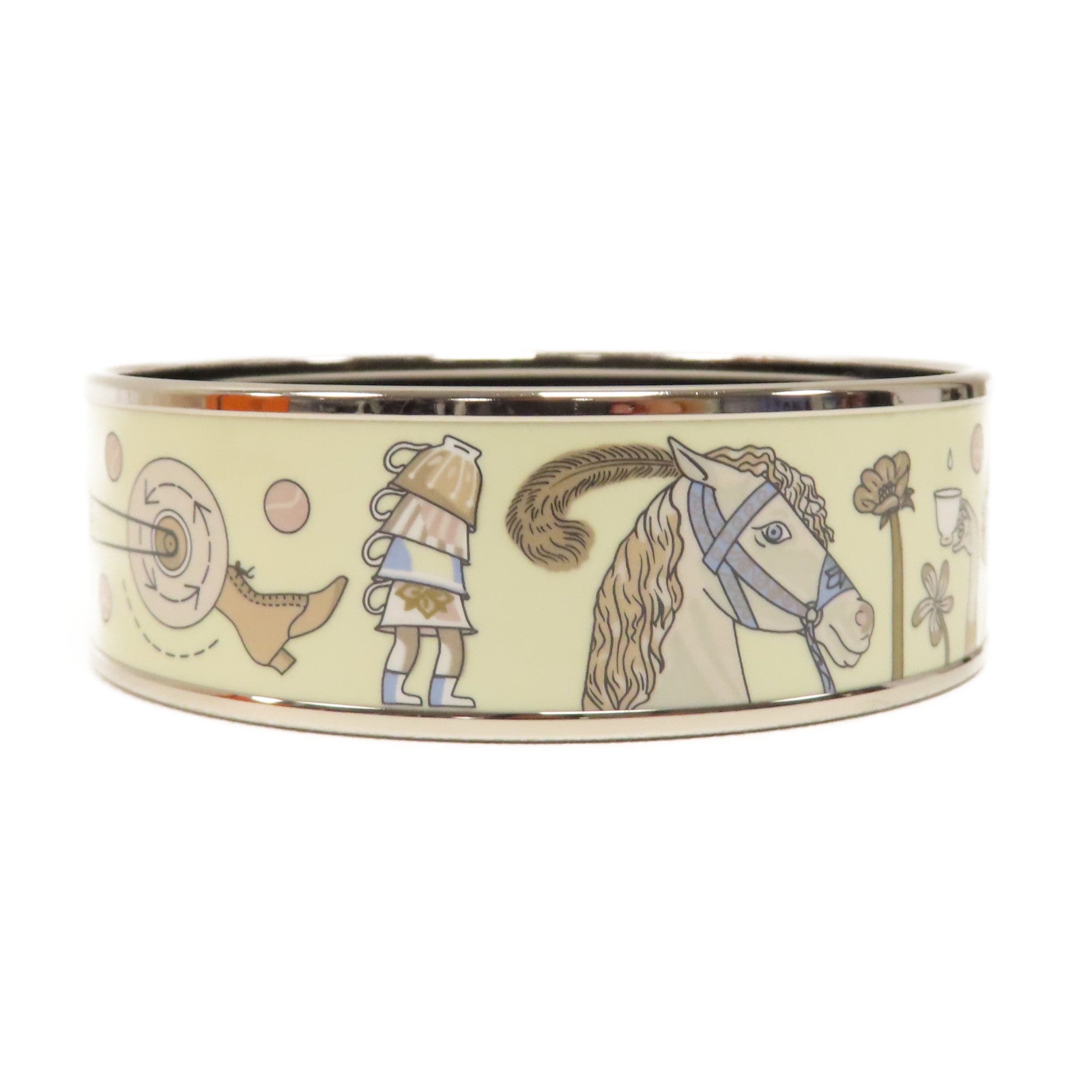 HERMES 金屬Bangle手鐲銀色/白色