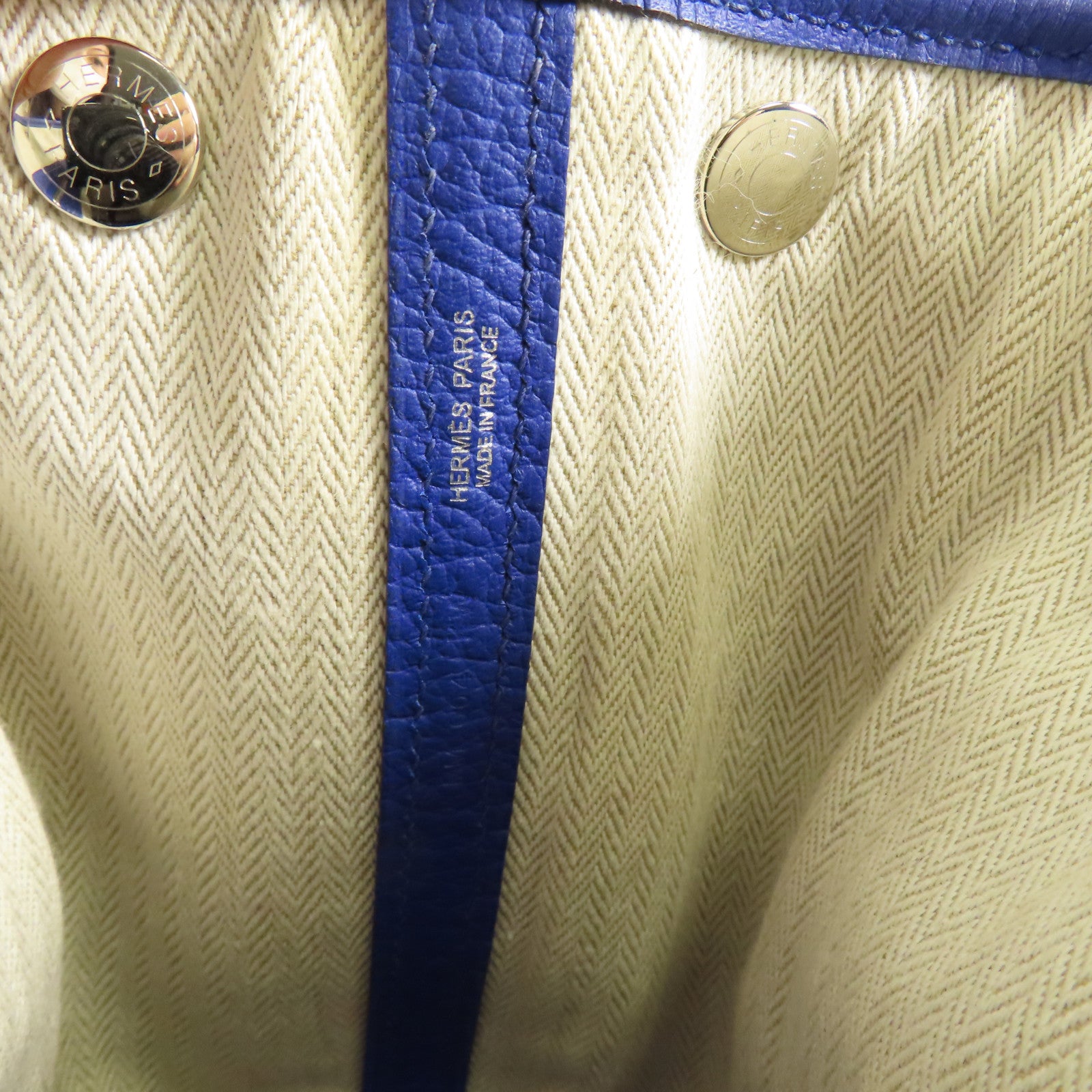 HERMES Negonda皮革Garden Party TPM銀扣手挽袋Bleu Electrique