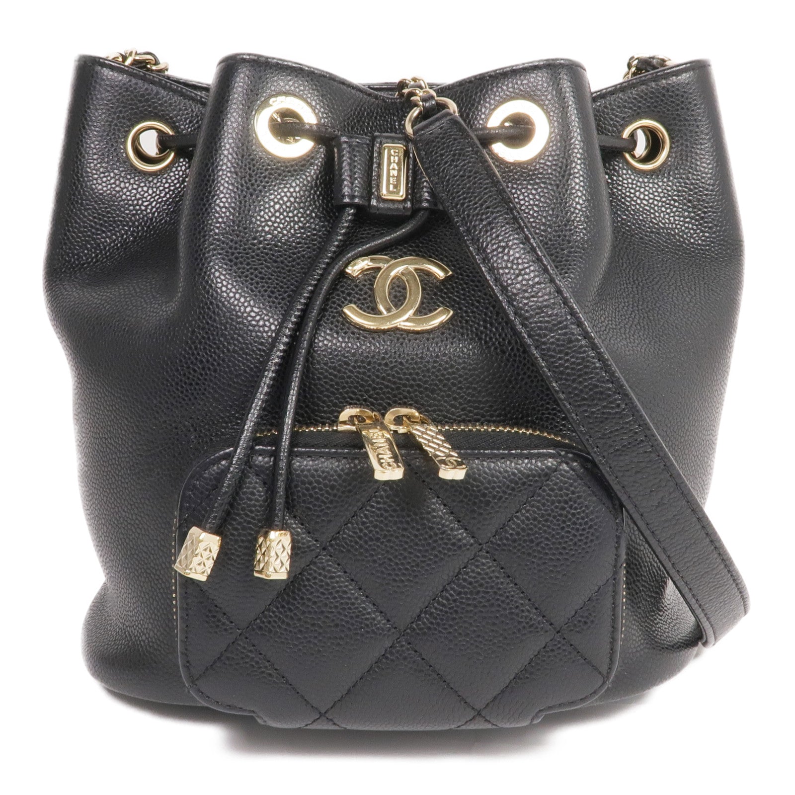 CHANEL 牛皮皮革Materasse Shoulder Bag金扣鏈帶肩背袋