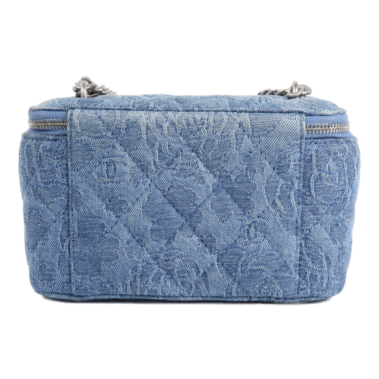 CHANEL 牛仔布Vanity Case鏈帶肩背袋