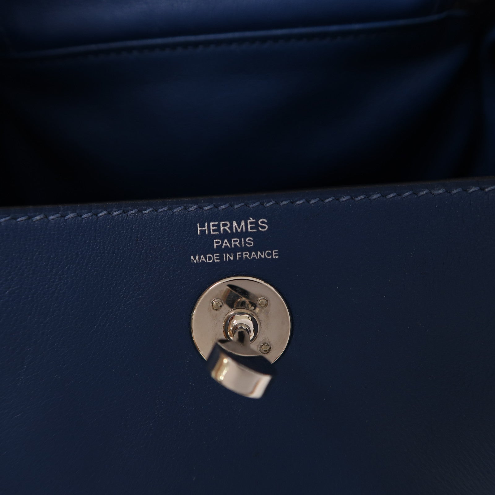 HERMES Swift皮革Mini Lindy銀扣手挽肩背兩用袋Bleu Saphir/寶石藍色
