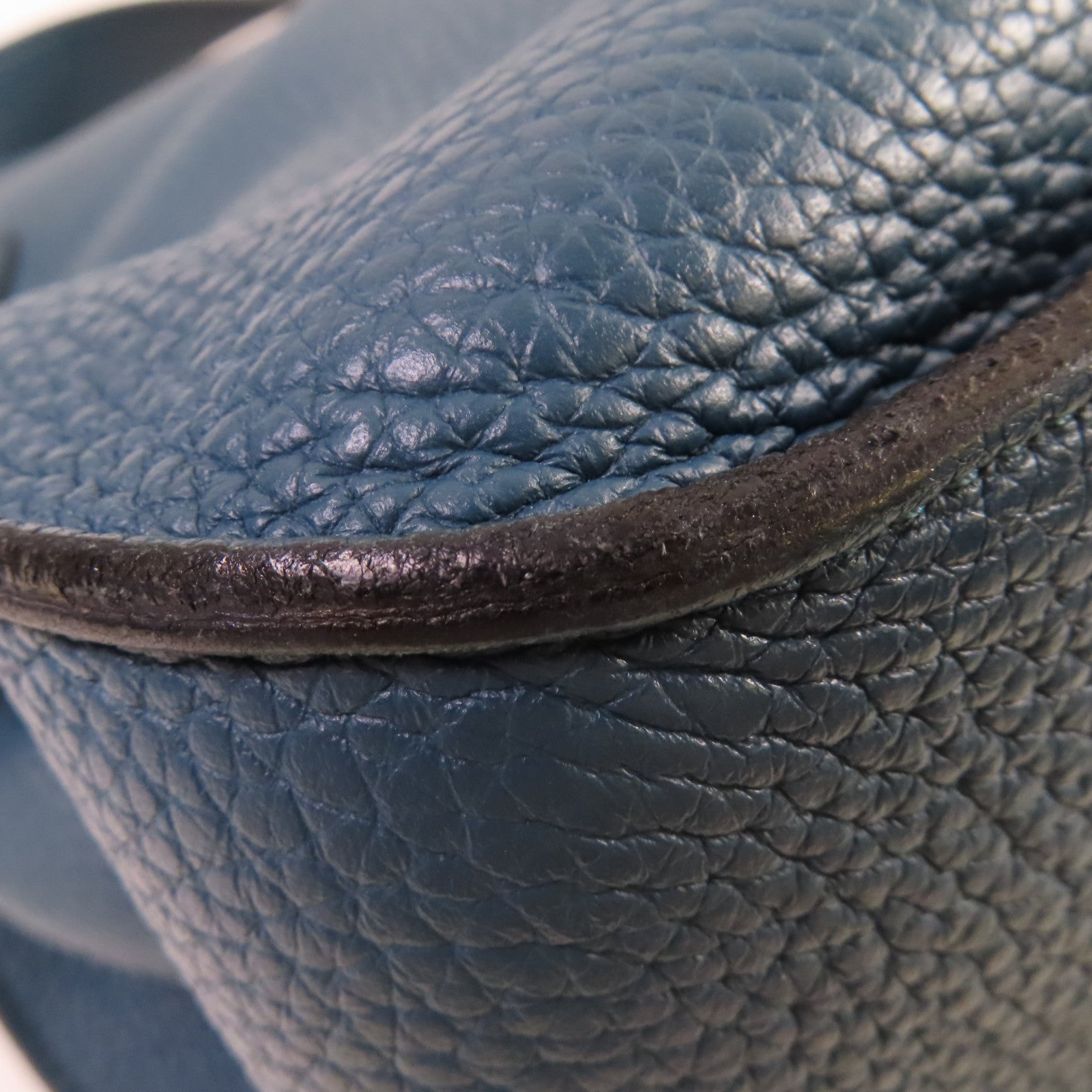 HERMES Clemence皮革Jypsiere 34 Shoulder Bag銀扣肩背袋1P Colvert鴨子藍色