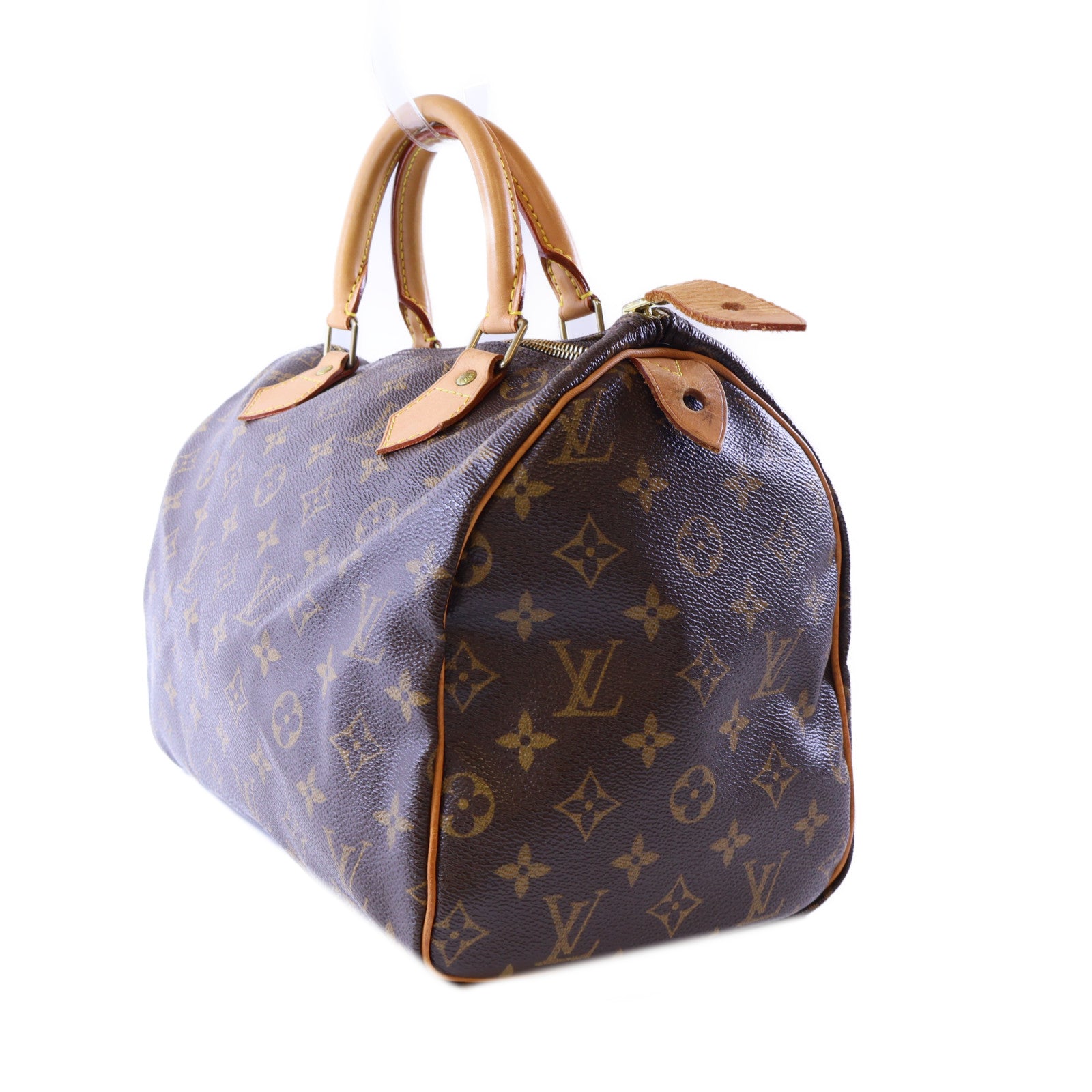 LOUIS VUITTON Monogram Speedy30金扣手挽袋棕色