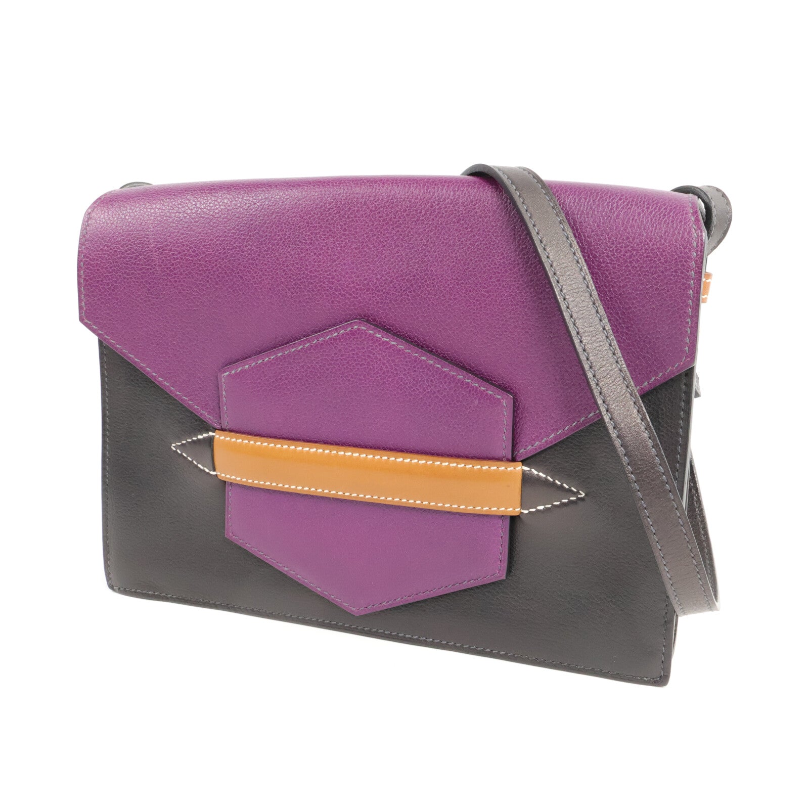 HERMES Evercolor皮革Faco肩背袋Black/Anemone