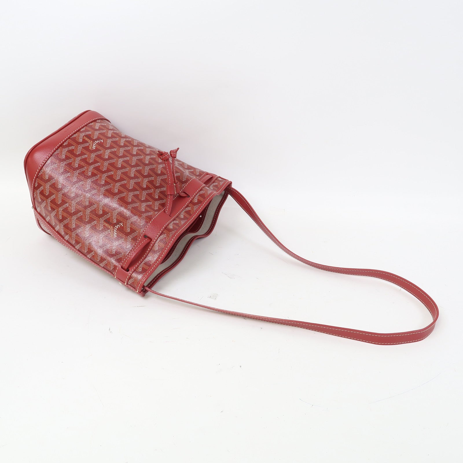 GOYARD 塗層帆布Petit Flot Bucket Bag銀扣肩背袋紅色