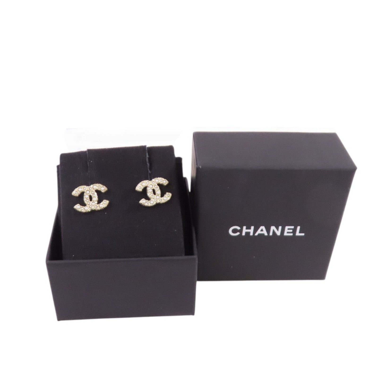 CHANEL 金屬/仿珍珠CC Earrings金扣耳環
