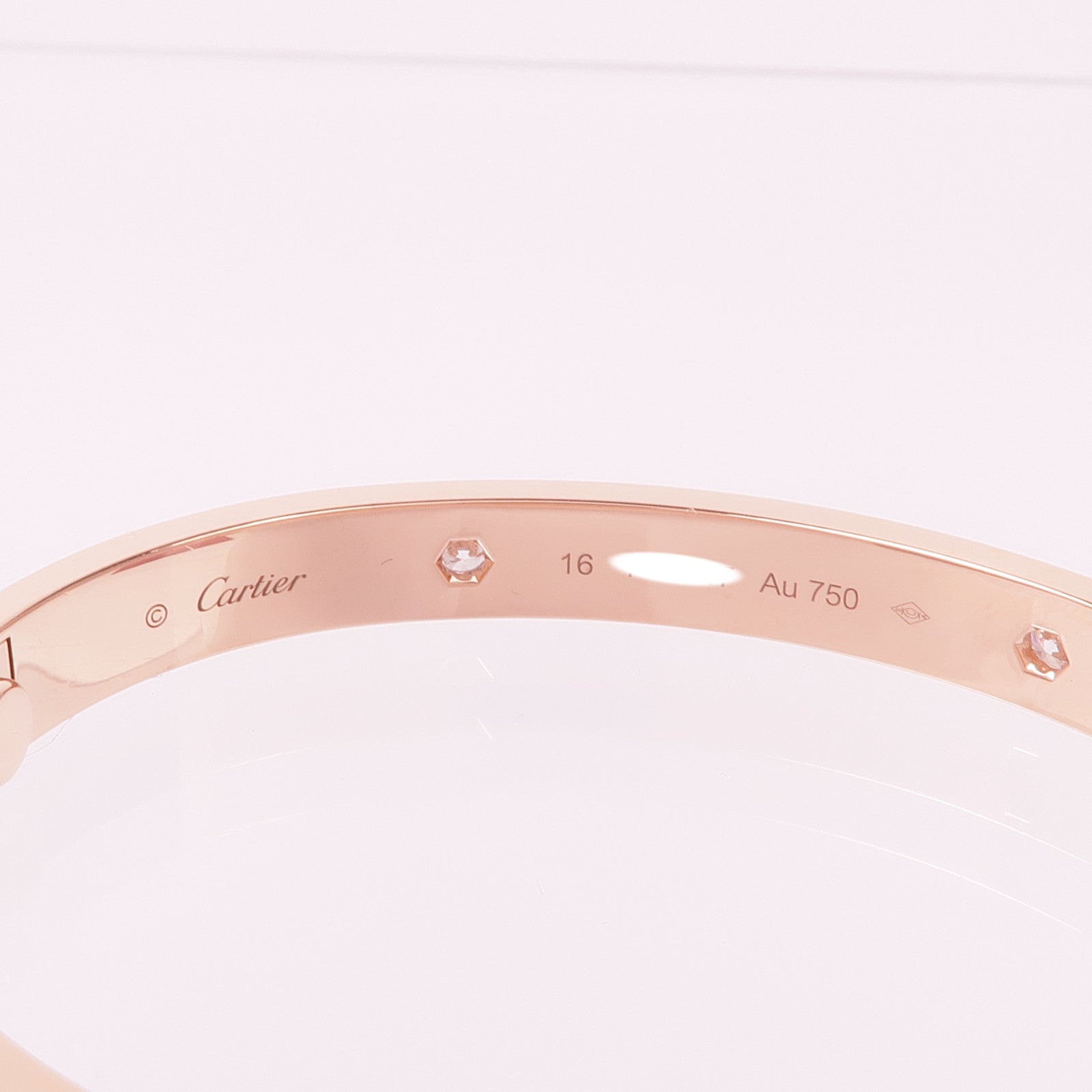 CARTIER 18K玫瑰金Love Bracelet 4 Diamonds鑽石手鐲Cartier#16