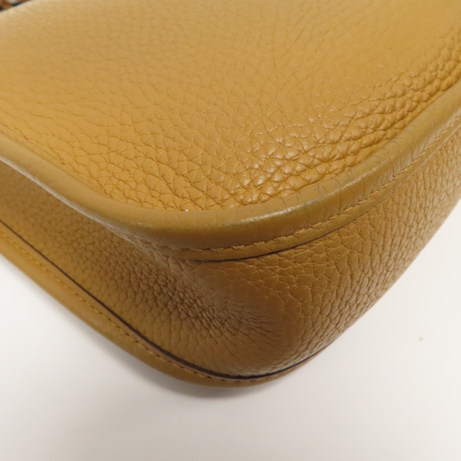 HERMES Clemence皮革Evelyne TPM銀扣肩背袋Camel駱駝色