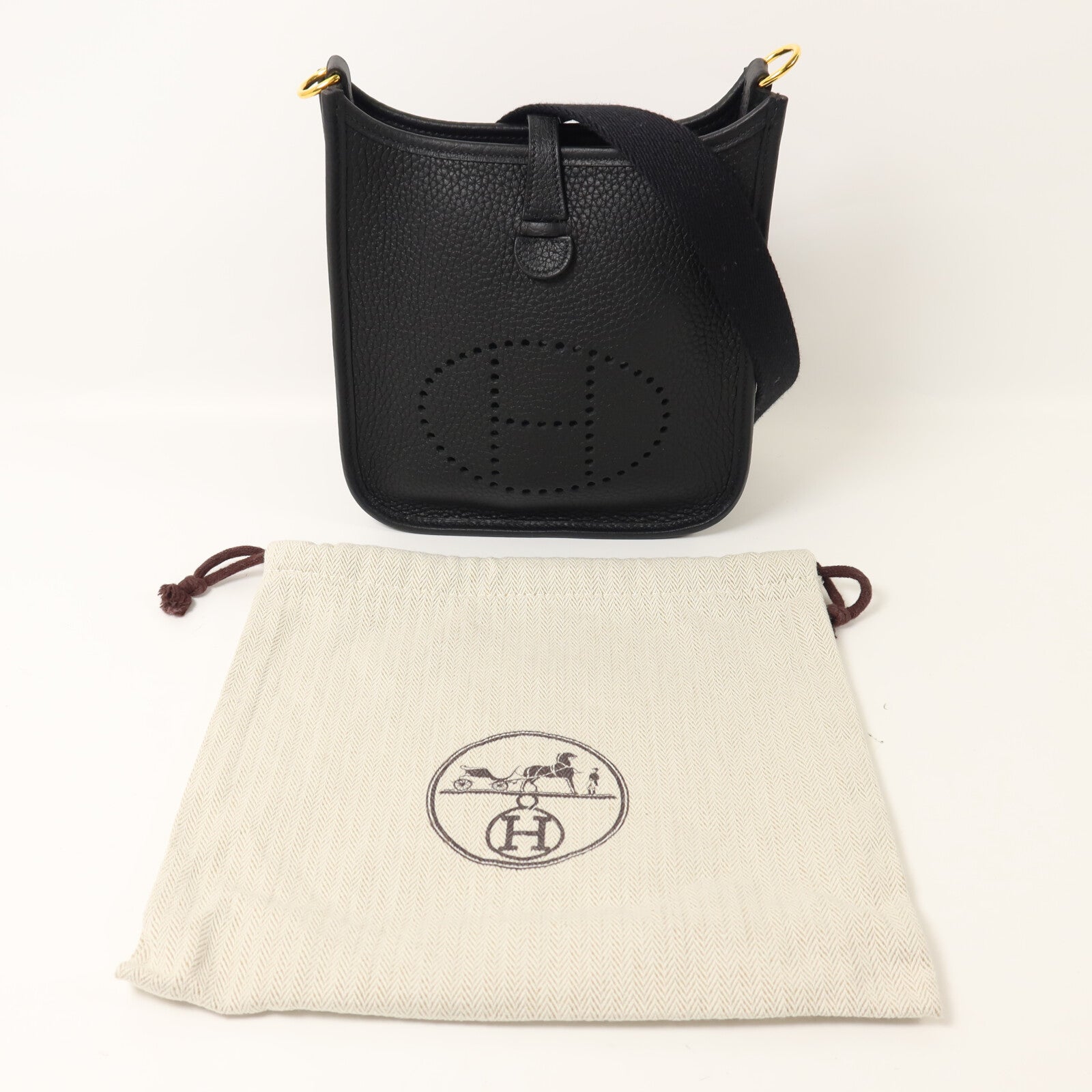 HERMES Clemence皮革Evelyne TPM肩背袋Noir