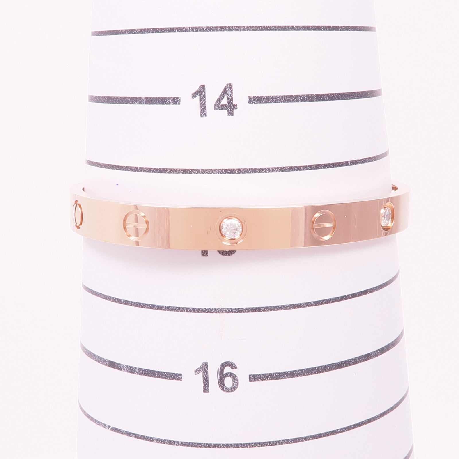 CARTIER 18K玫瑰金Love Bracelet 4 Diamonds鑽石手鐲Cartier#16